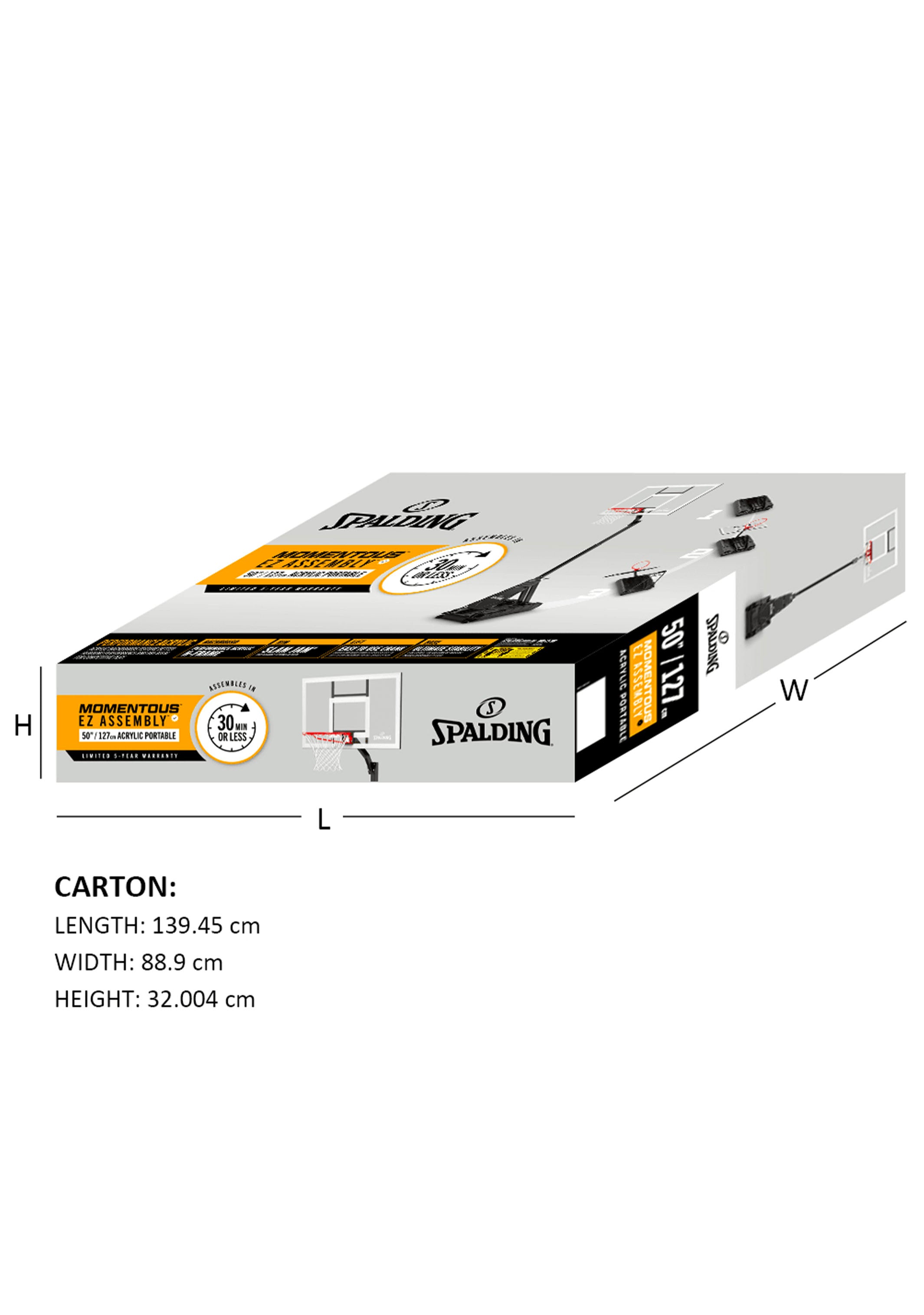 Spalding The Momentous™ EZ Assembly™ 50 Inch Acrylic Portable Basketball System <br> AA6E2012