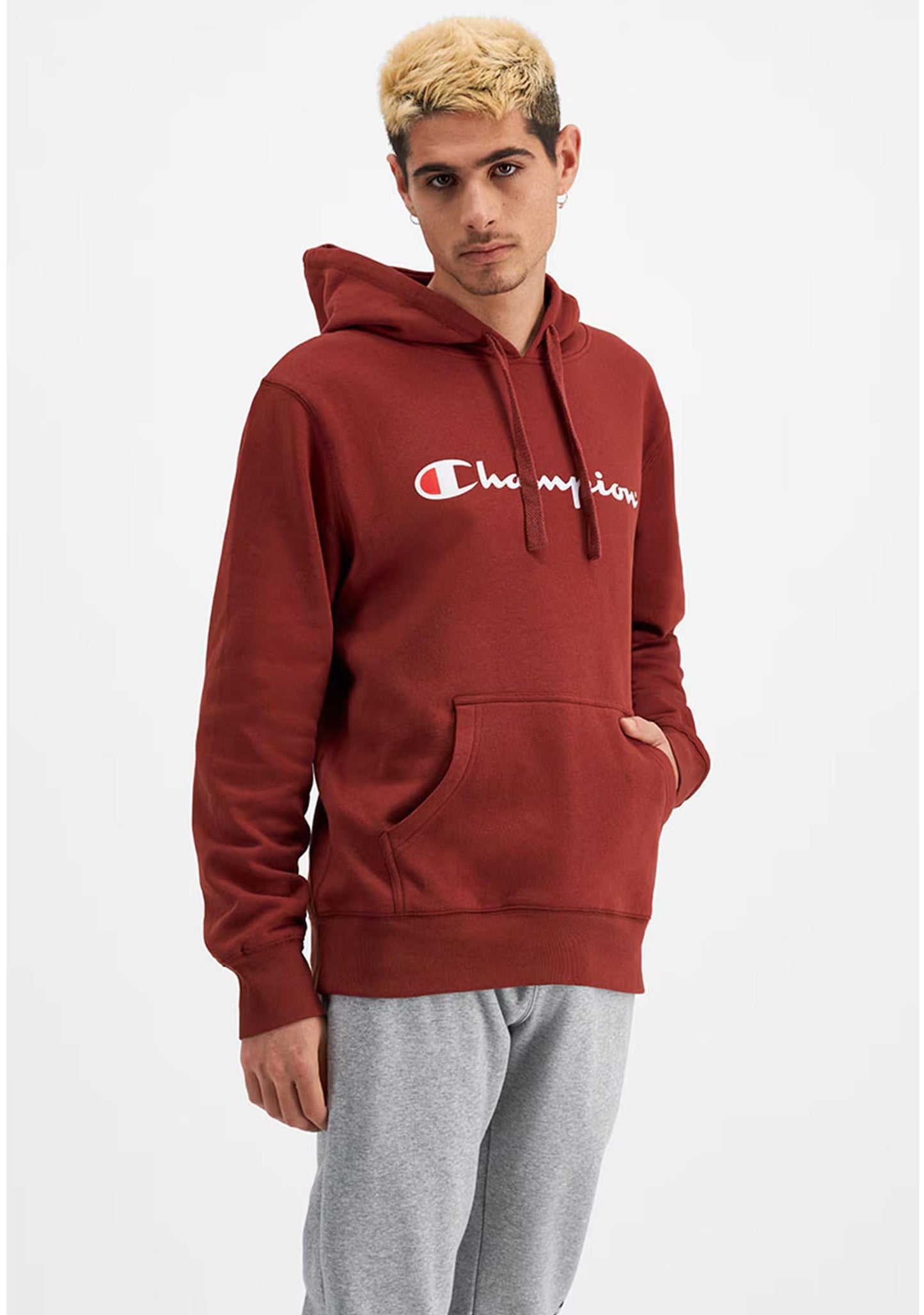Champion Men's Script Hoodie Maroon