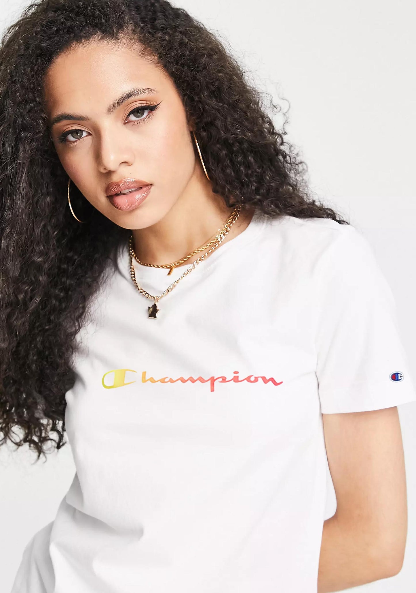 Champion Women's Ombre Script Short Sleeve Tee White