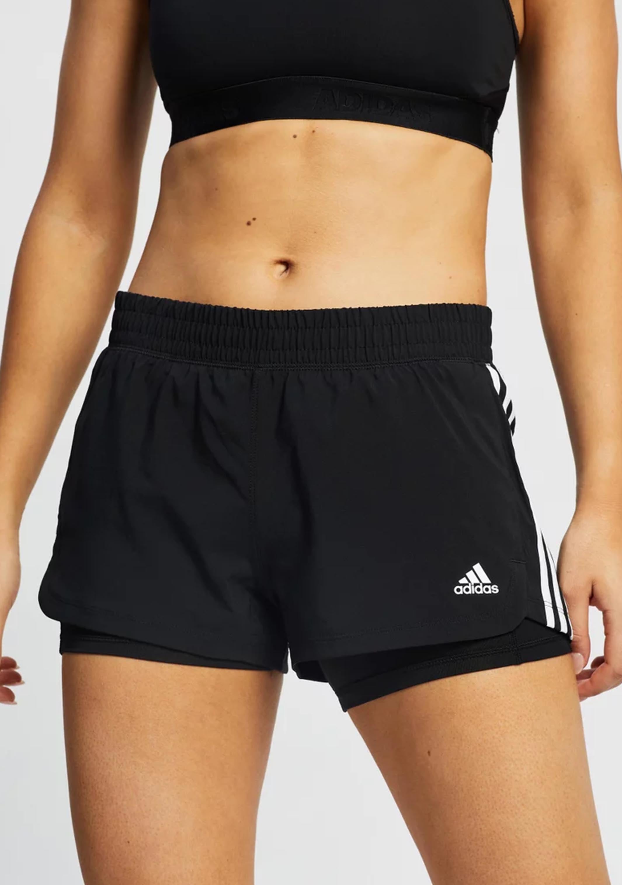 Adidas Womens 3 Stripe Pacer Two-In-One Shorts