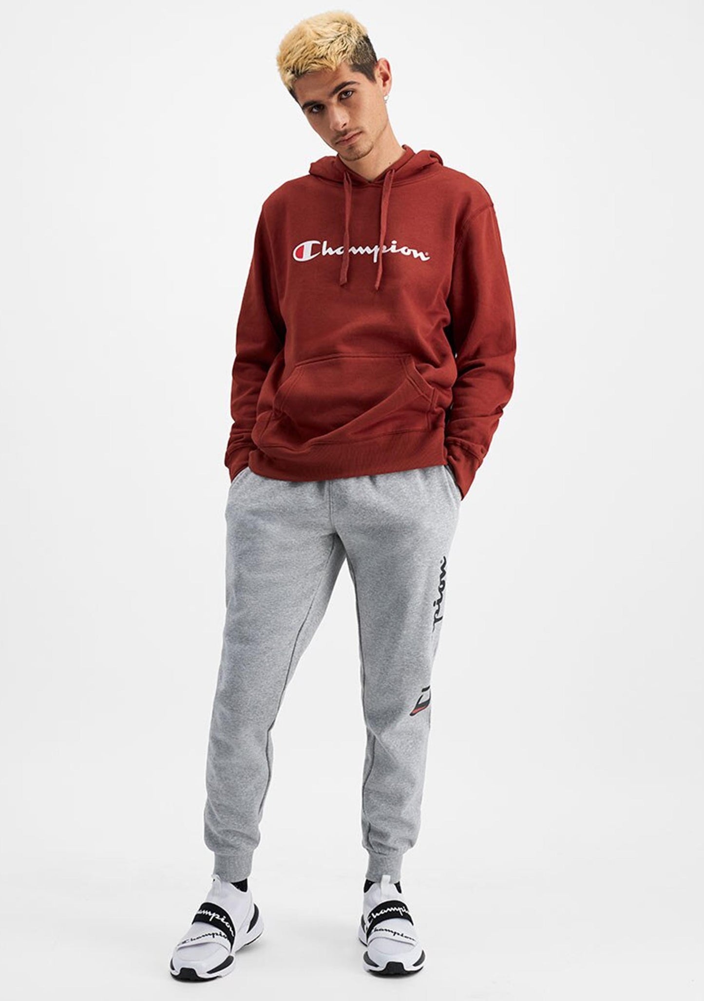 Champion Men's Script Hoodie Maroon