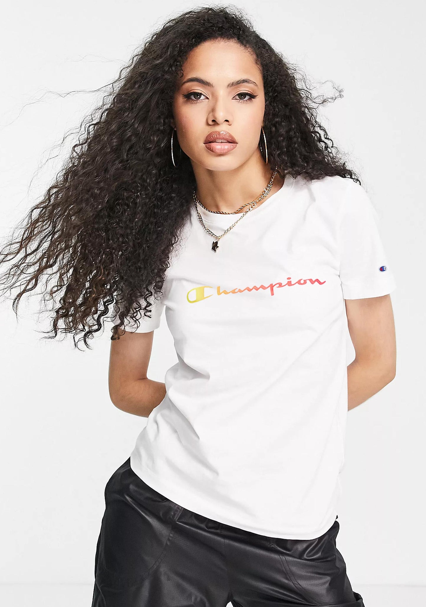Champion Women's Ombre Script Short Sleeve Tee White