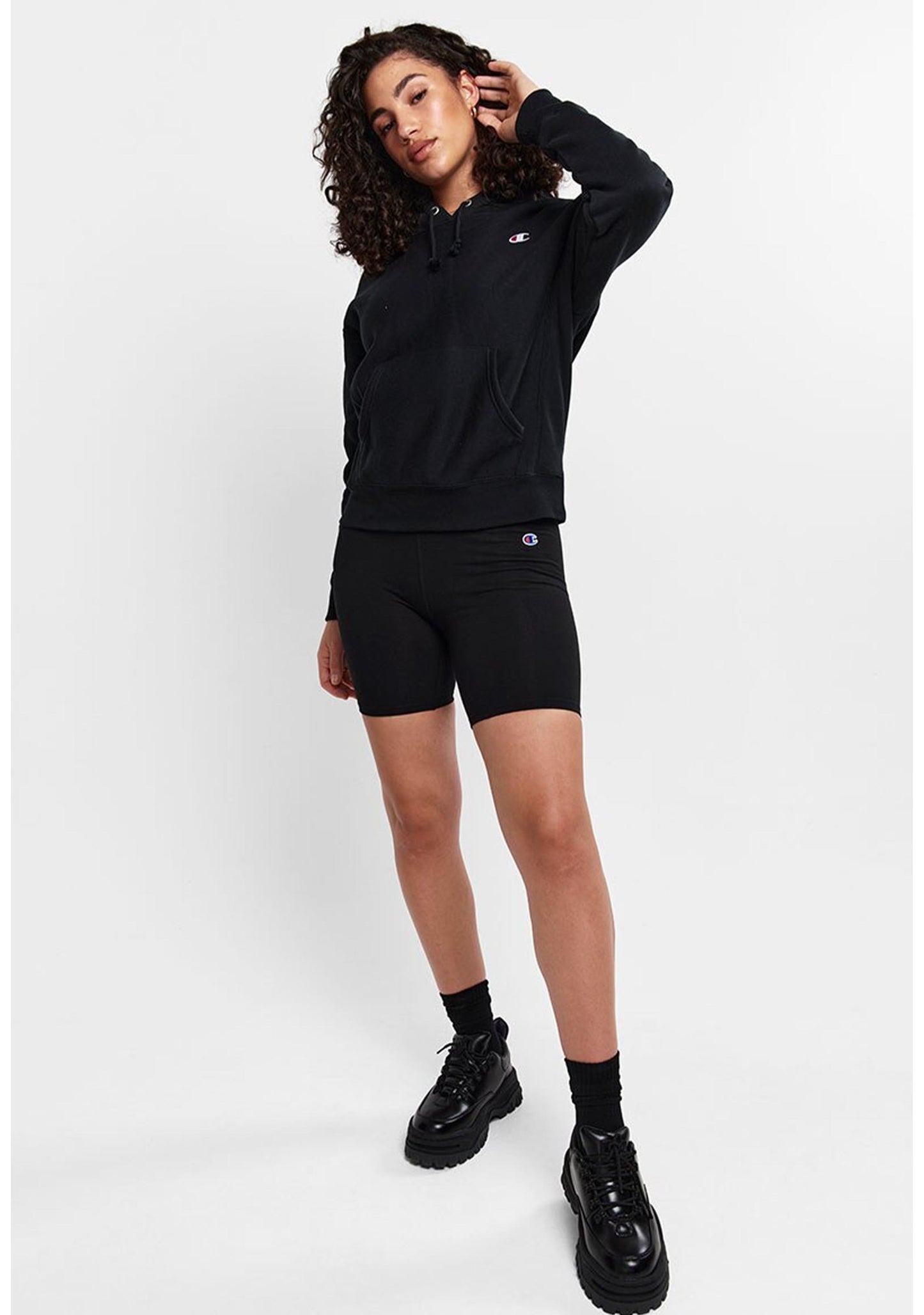 Champion Women’s Reverse Weave C Logo Regular Fit Hoodie Black