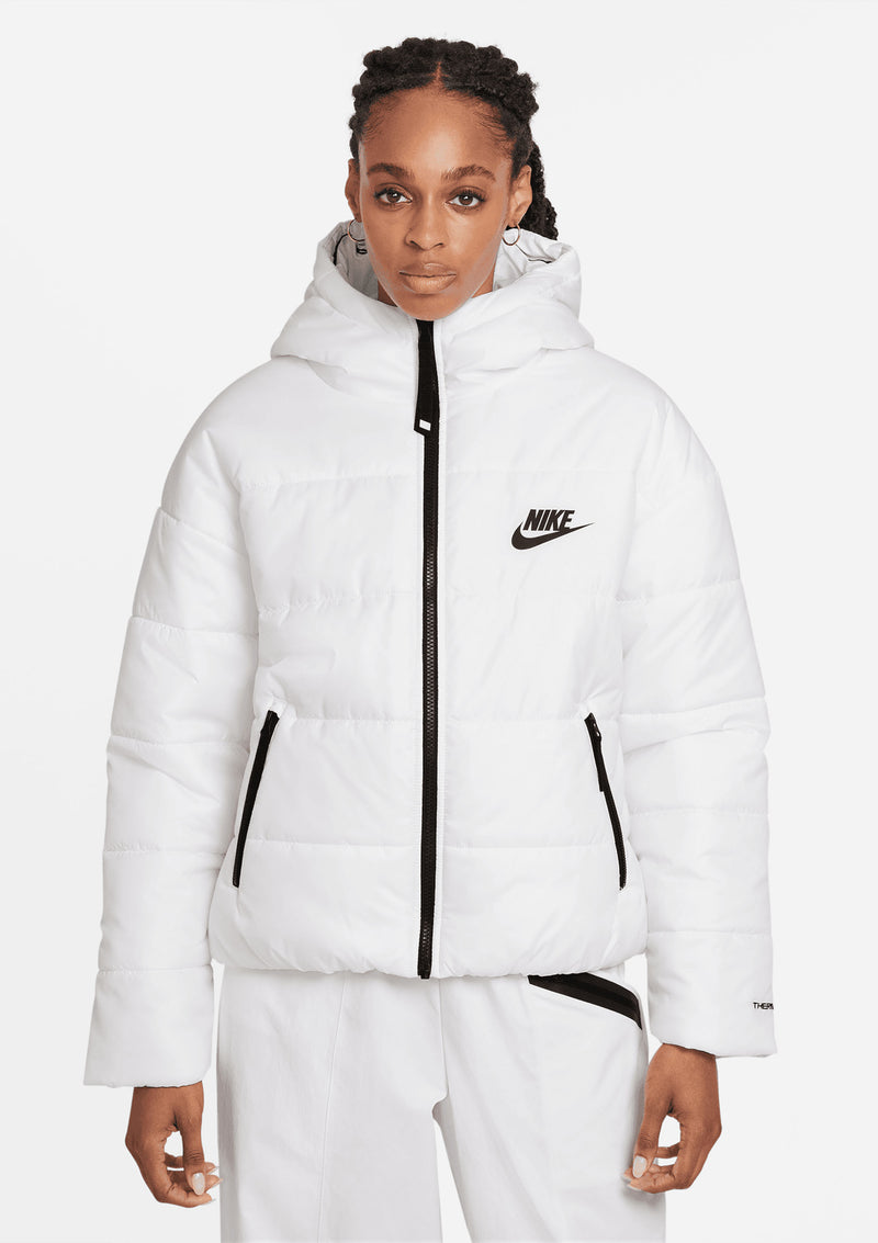 Nike Womens Sportswear Classic Hooded Puffer Jacket White DJ6995