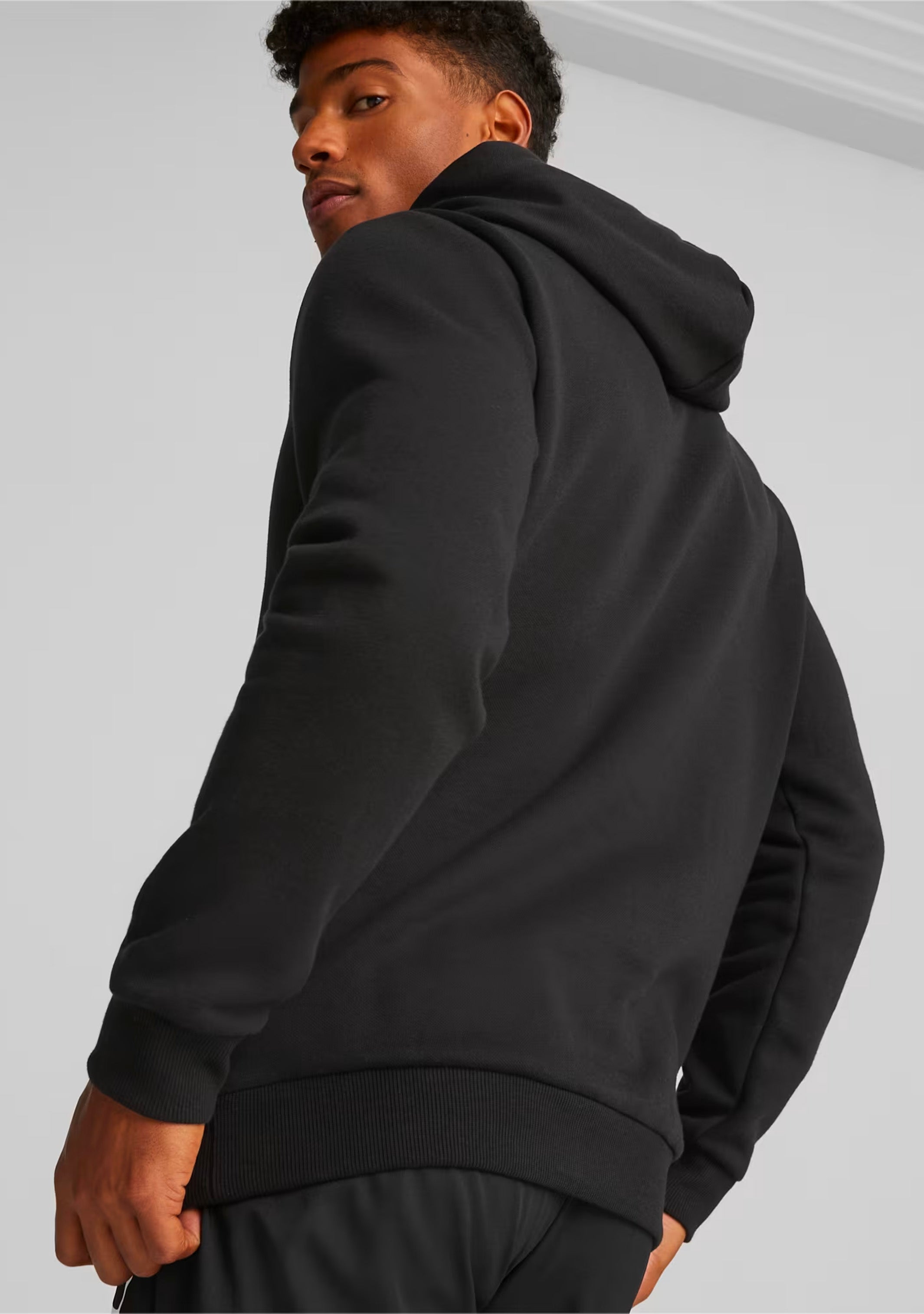 Puma Men's Essentials+ Two-Tone Big Logo Hoodie Black Lime