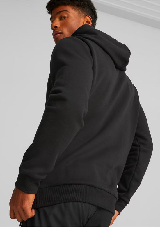 Puma Men's Essentials+ Two-Tone Big Logo Hoodie Black Lime