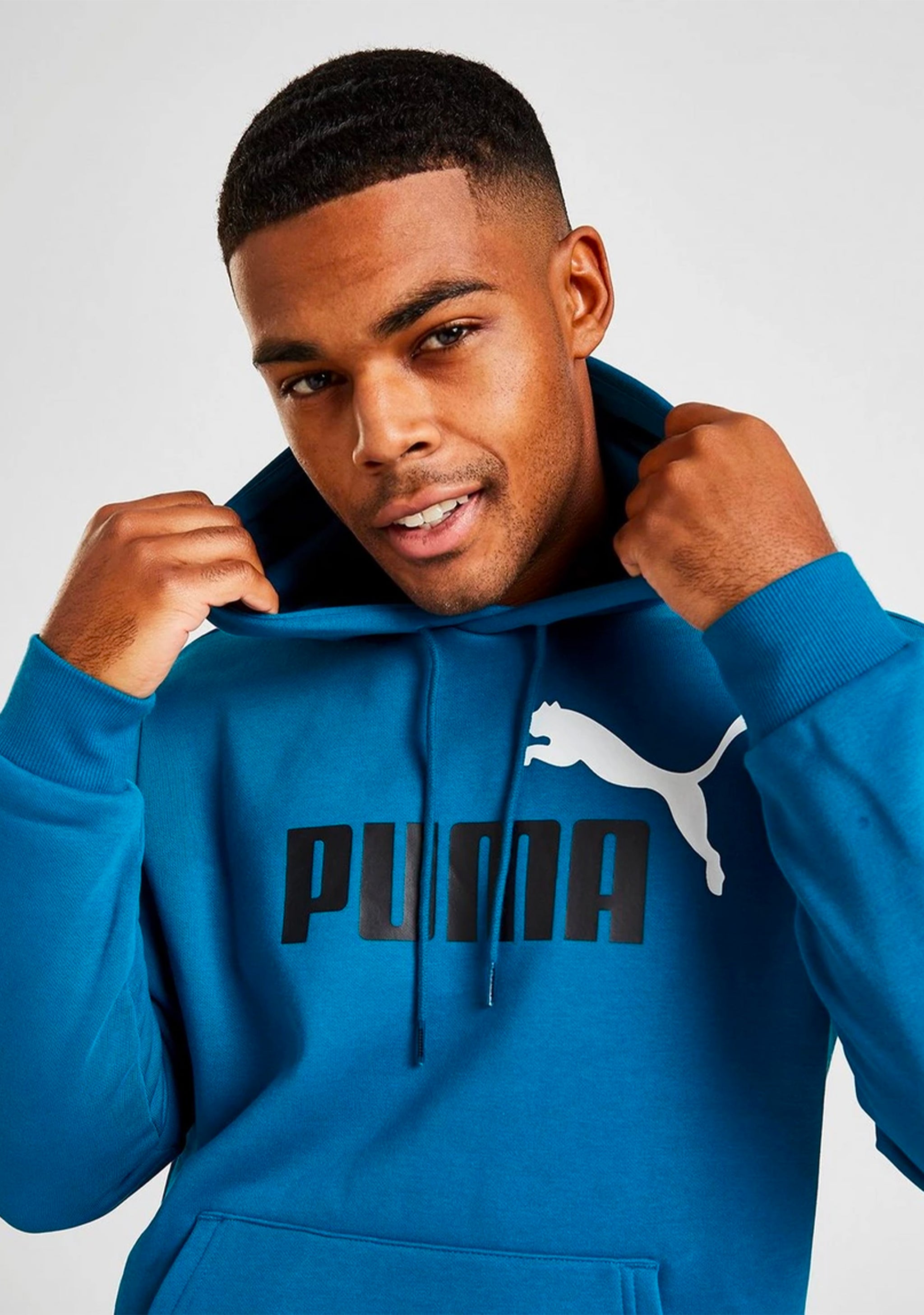 Puma Men's Essentials+ Two-Tone Big Logo Hoodie Cobalt Glaze