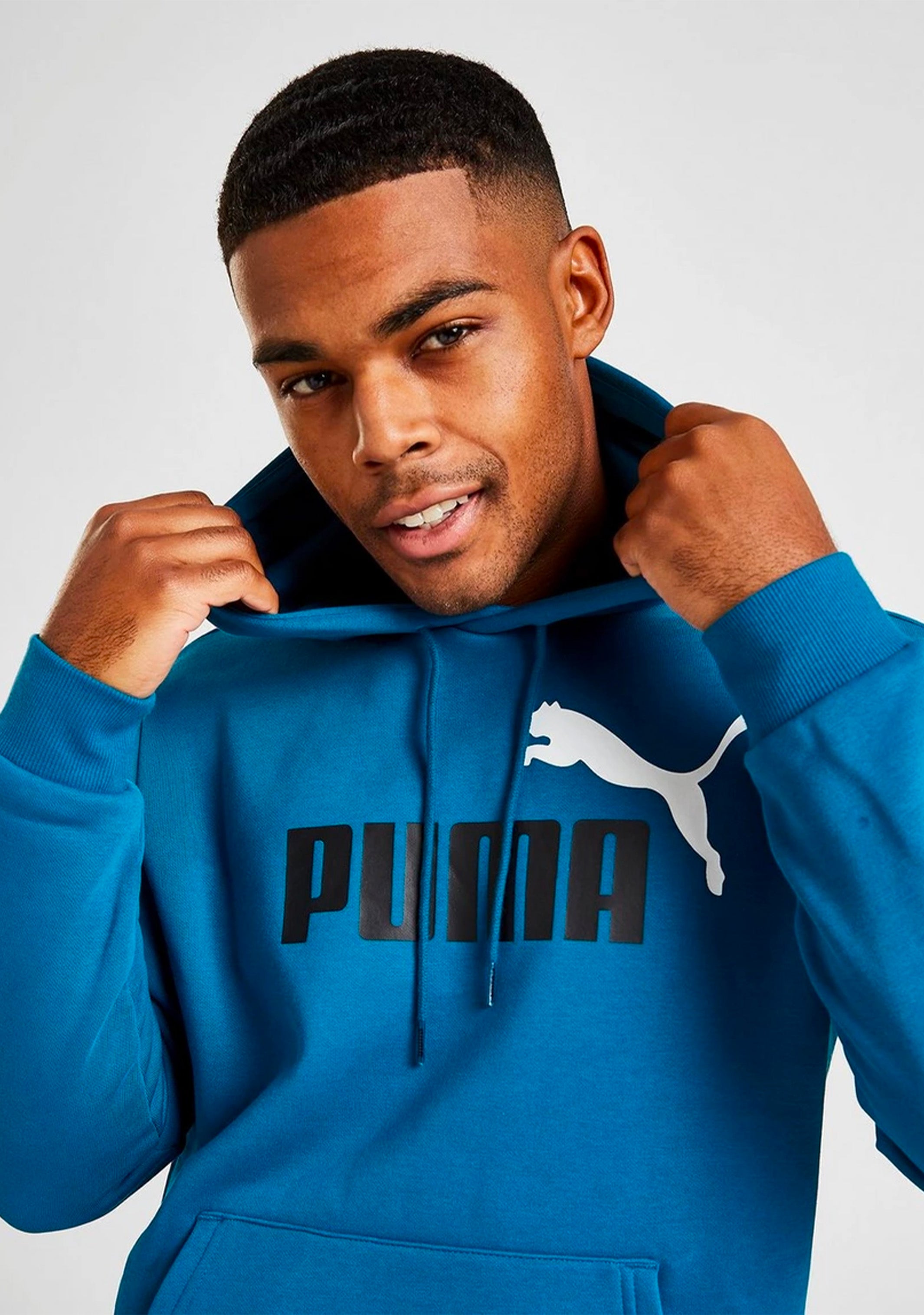 Puma Men's Essentials+ Two-Tone Big Logo Hoodie Cobalt Glaze