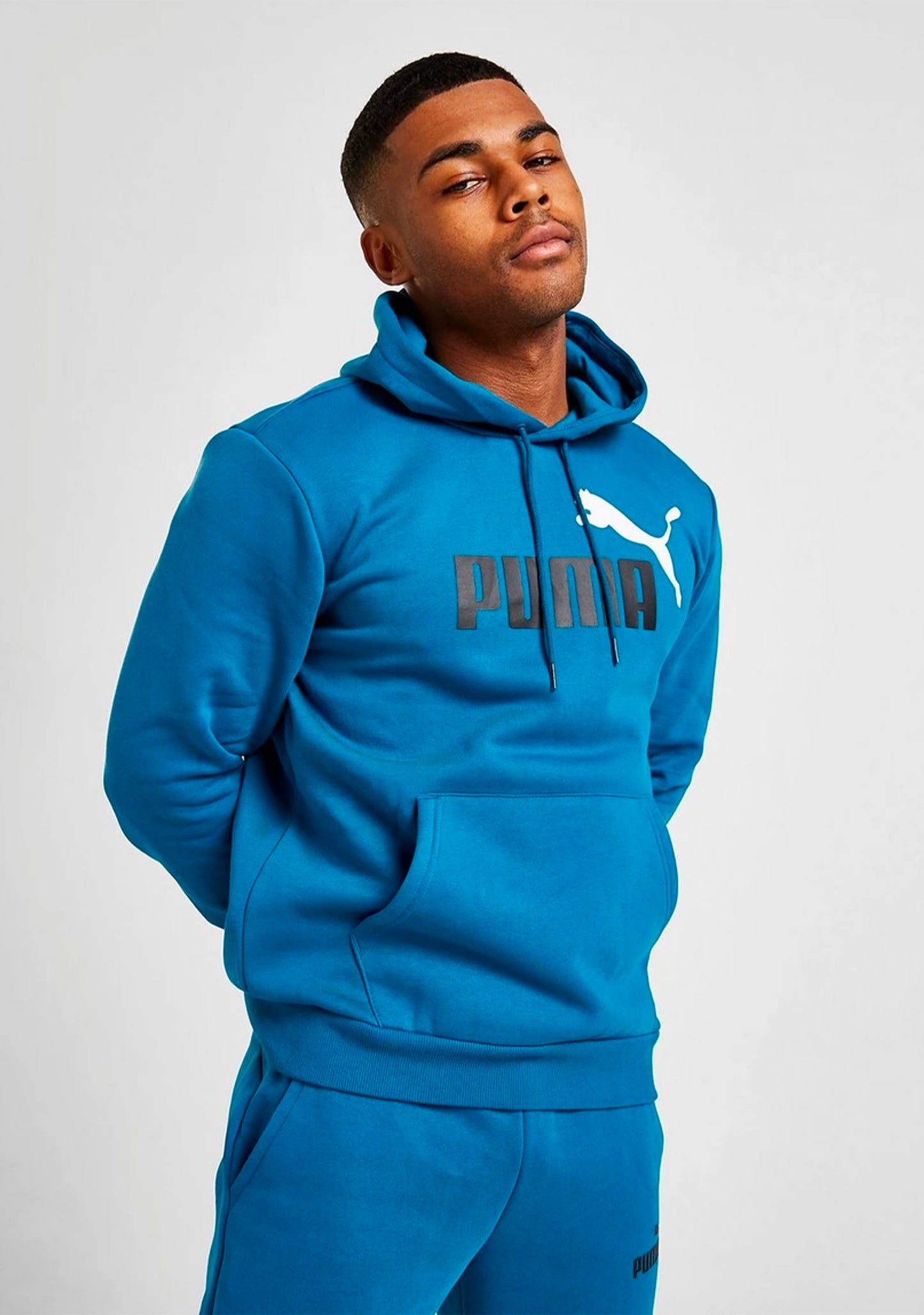 Puma Men's Essentials+ Two-Tone Big Logo Hoodie Cobalt Glaze