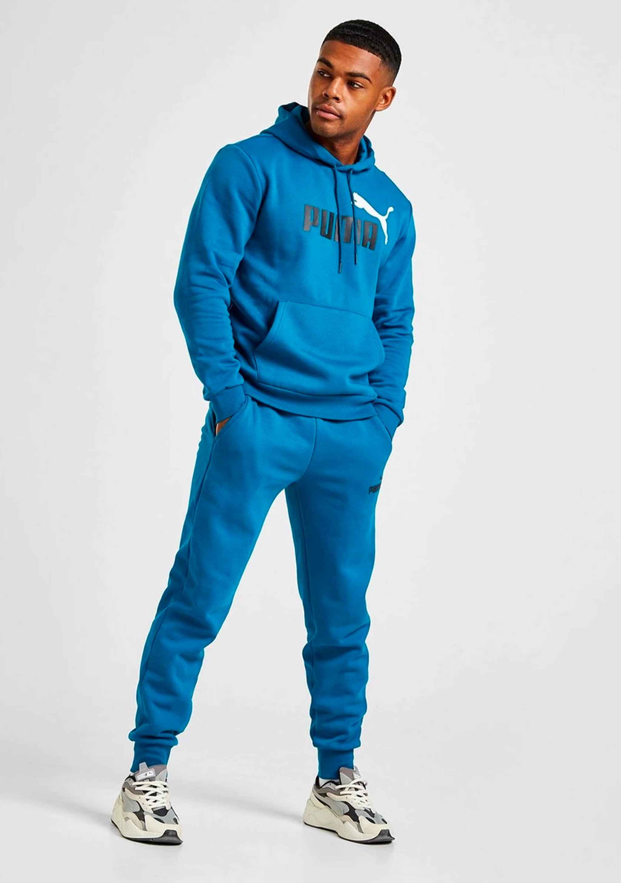 Puma Men's Essentials+ Two-Tone Big Logo Hoodie Cobalt Glaze