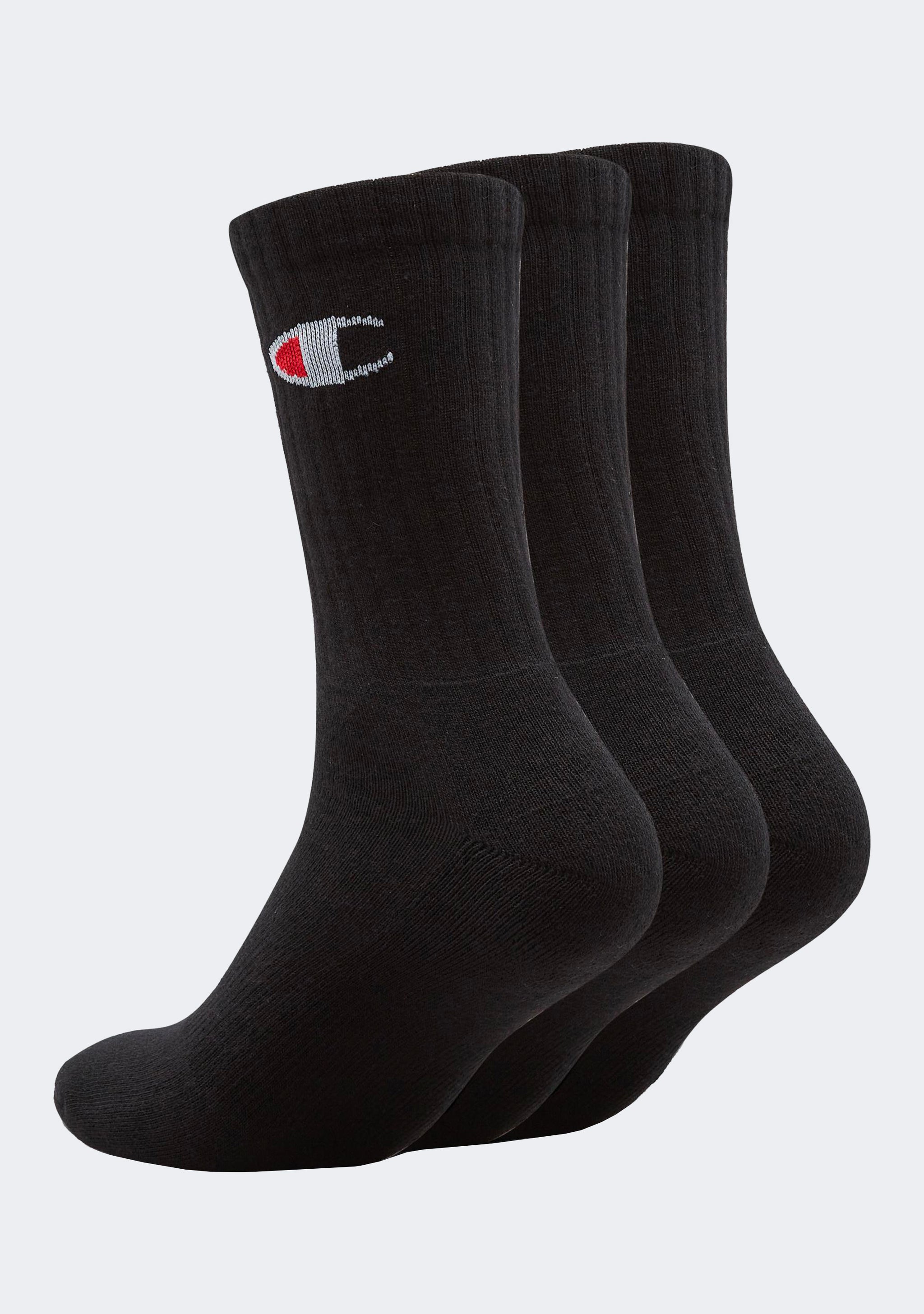 Champion Adults C Logo Crew Socks 3 Pack Black