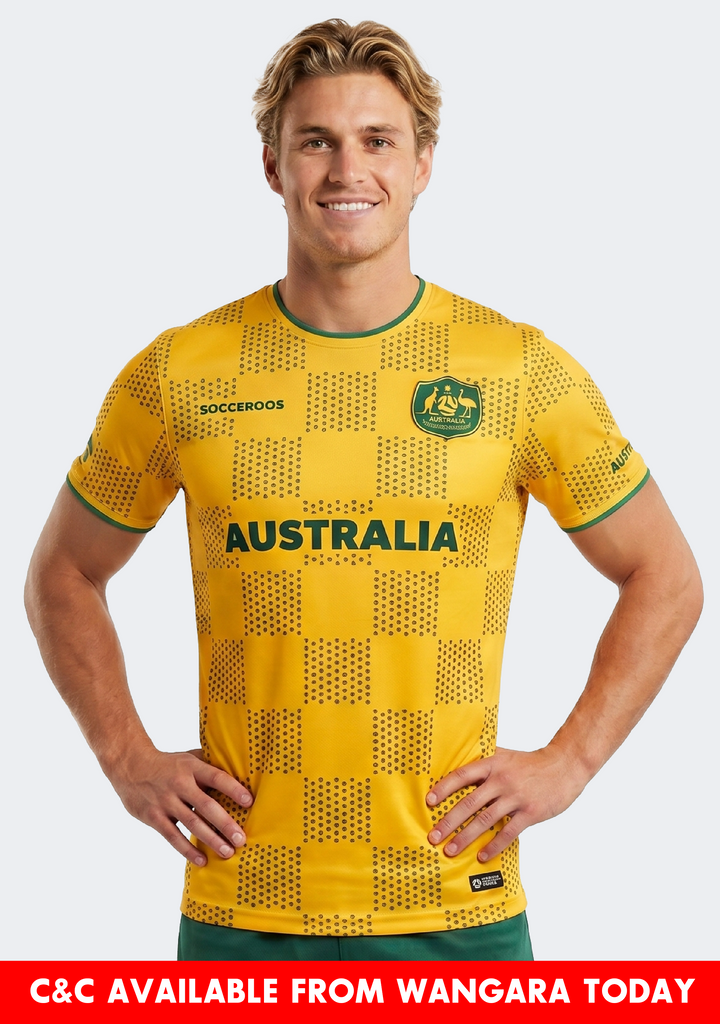Football Australia Tidwell Socceroos Gold Grid Supporter Tee