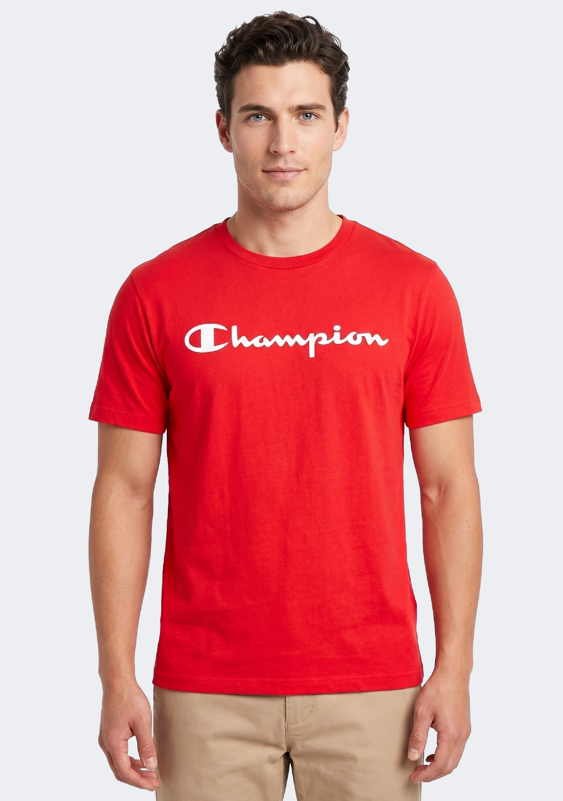 Champion Men's Script Logo Short Sleeve Tee Red