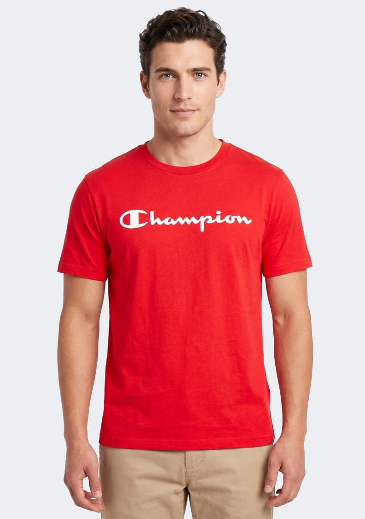 Champion Men's Script Logo Short Sleeve Tee Red