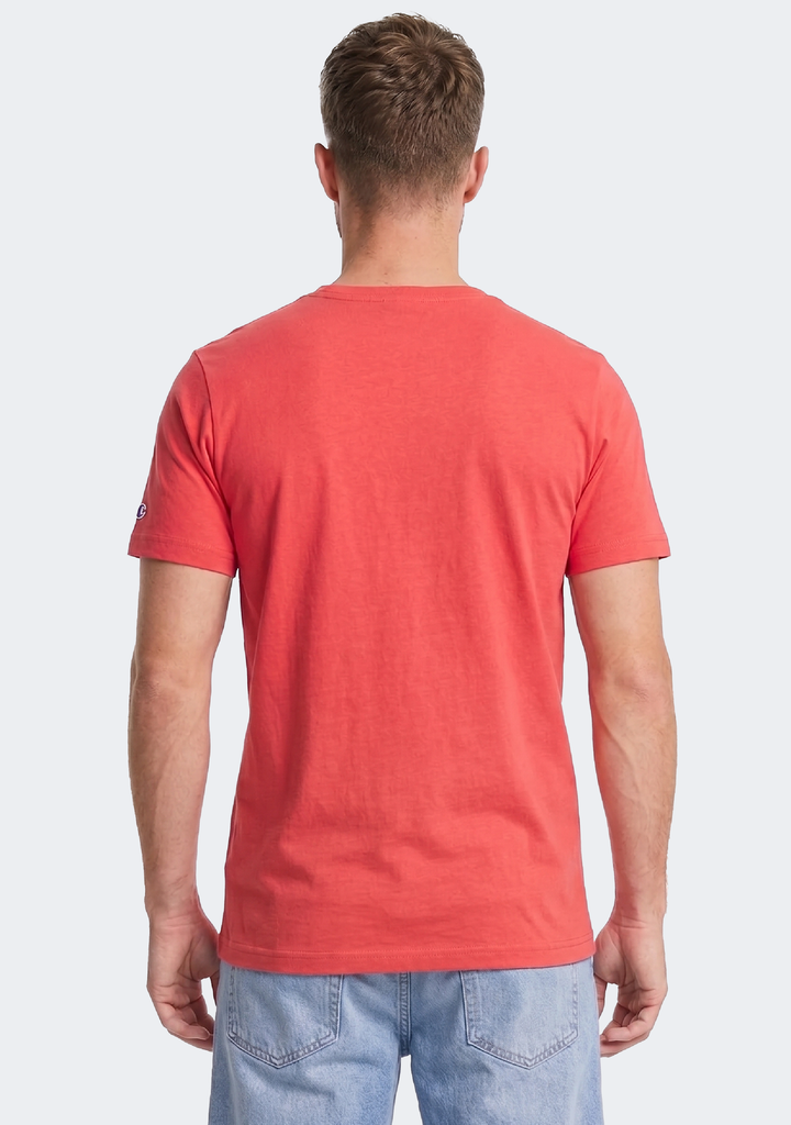 Champion Men's Script Logo Short Sleeve Tee Coral Bloom
