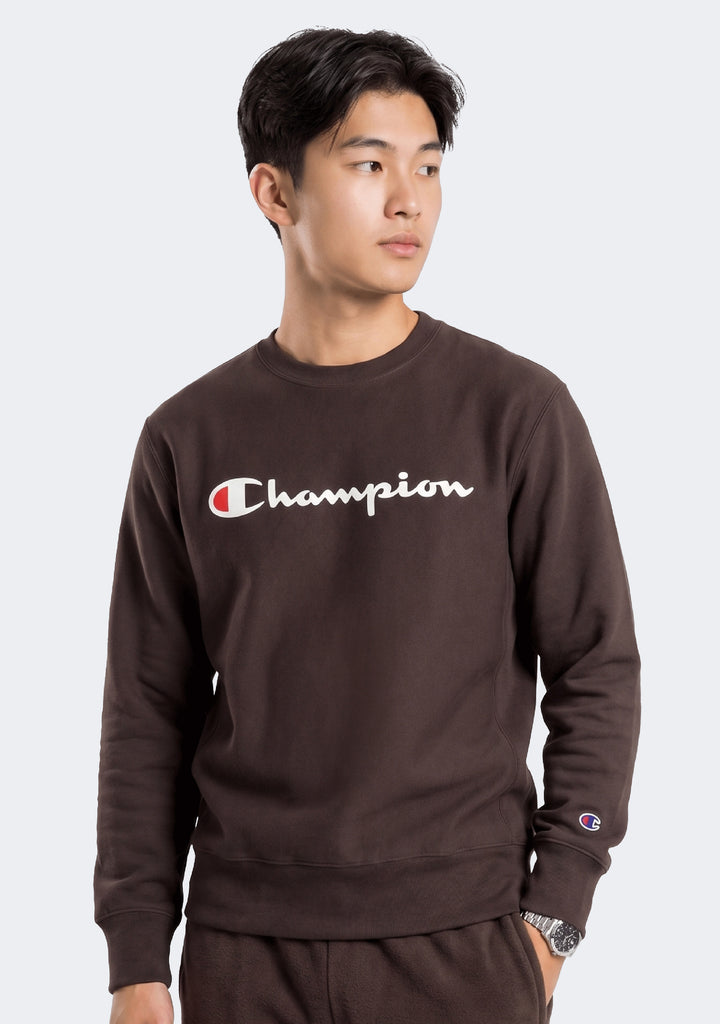 Champion Men's Script Crew Brown