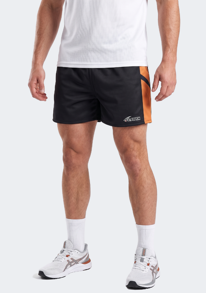 Steeden Men’s Rugby League Shorts Black/Orange