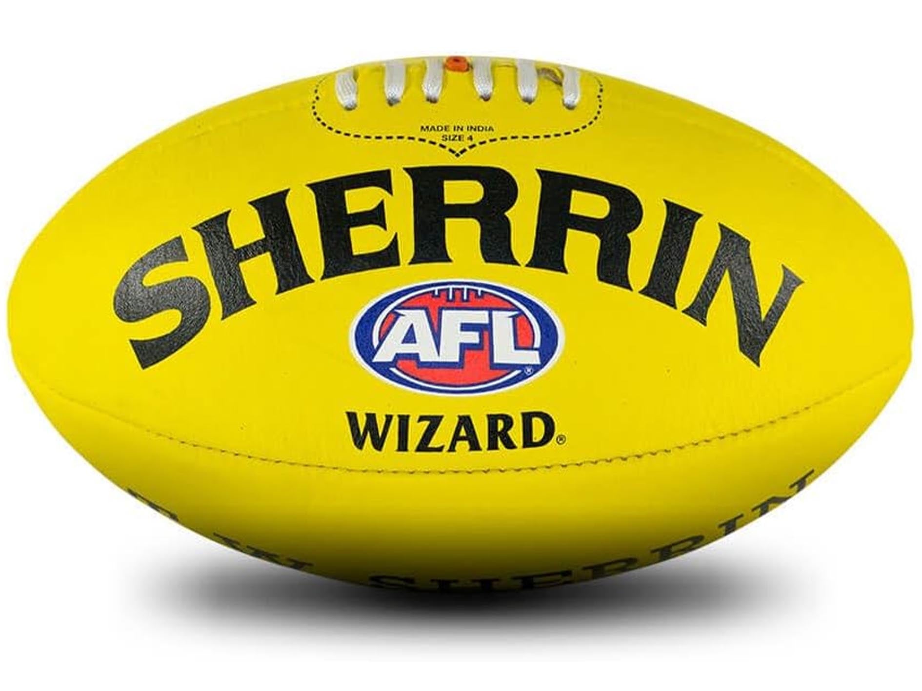 Sherrin Wizard Leather Football Yellow