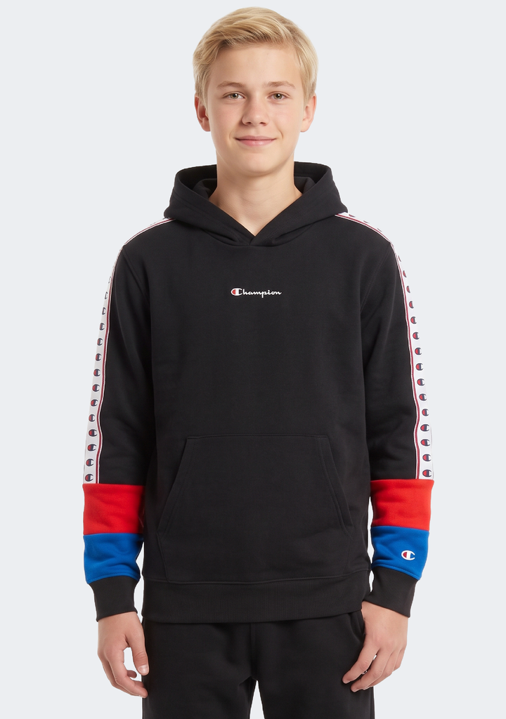 Champion Kids' Retro Tape Hoodie Black
