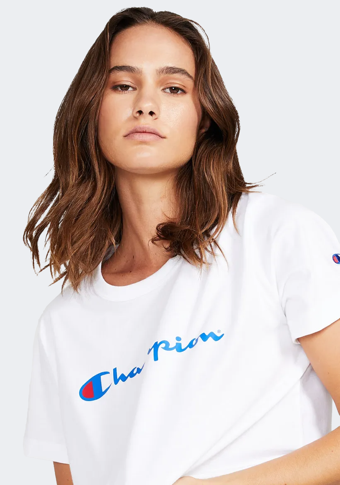 Champion Women's Script Crop Boxy Tee White