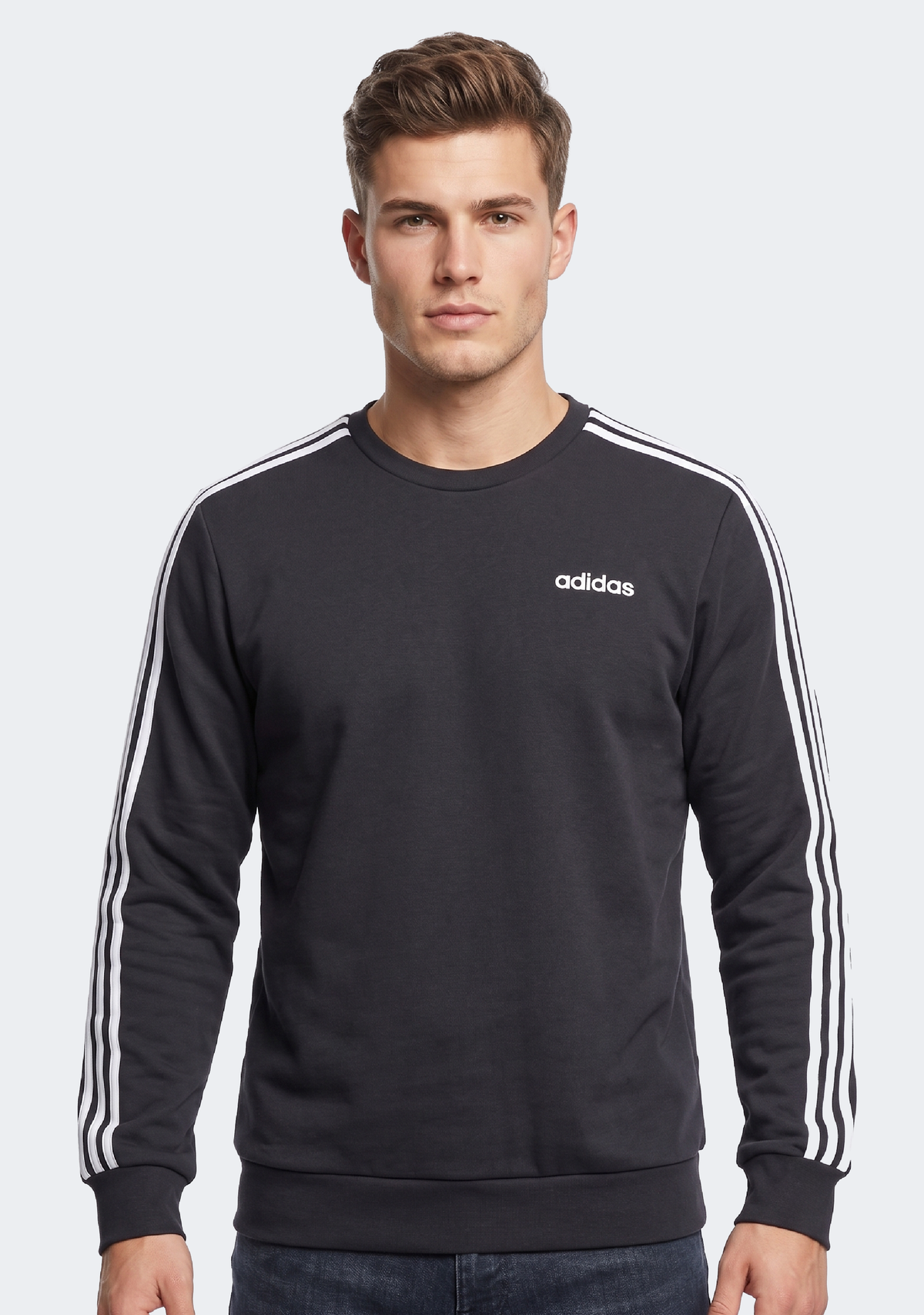 Adidas Men's Essentials 3 Stripes French Terry Crew
