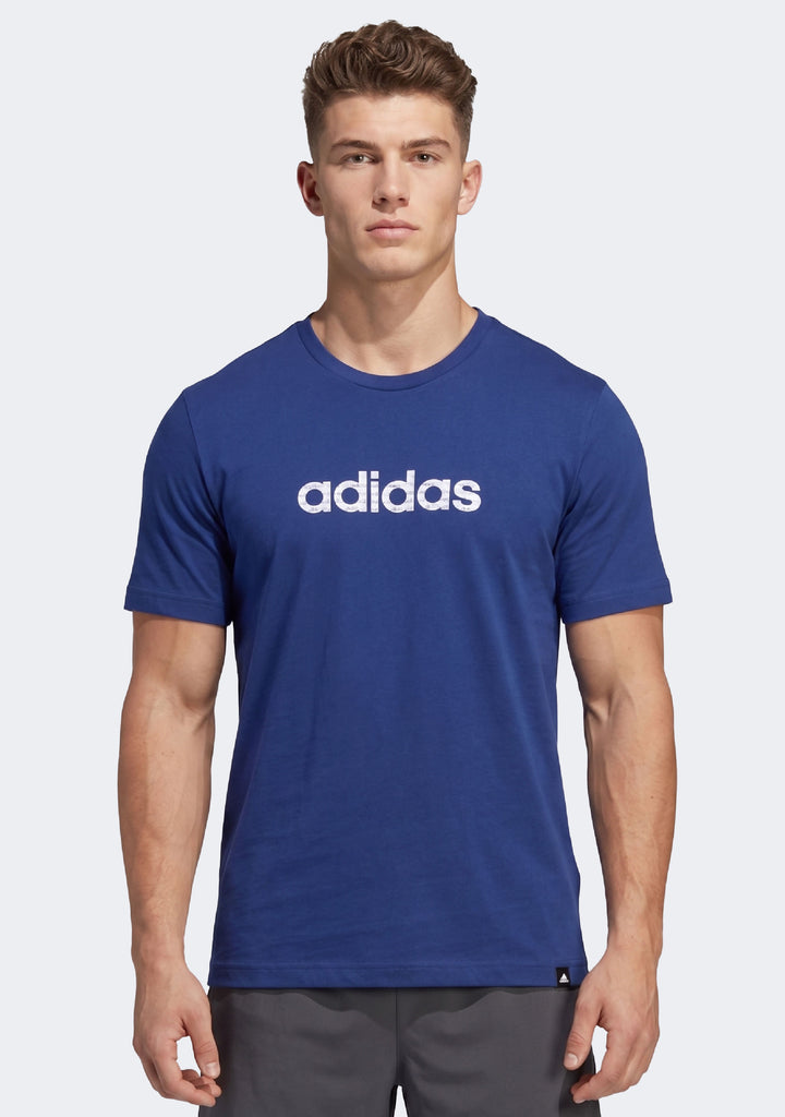 Adidas Men's Essentials Big Linear Jersey Knit T-Shirt Dark Blue