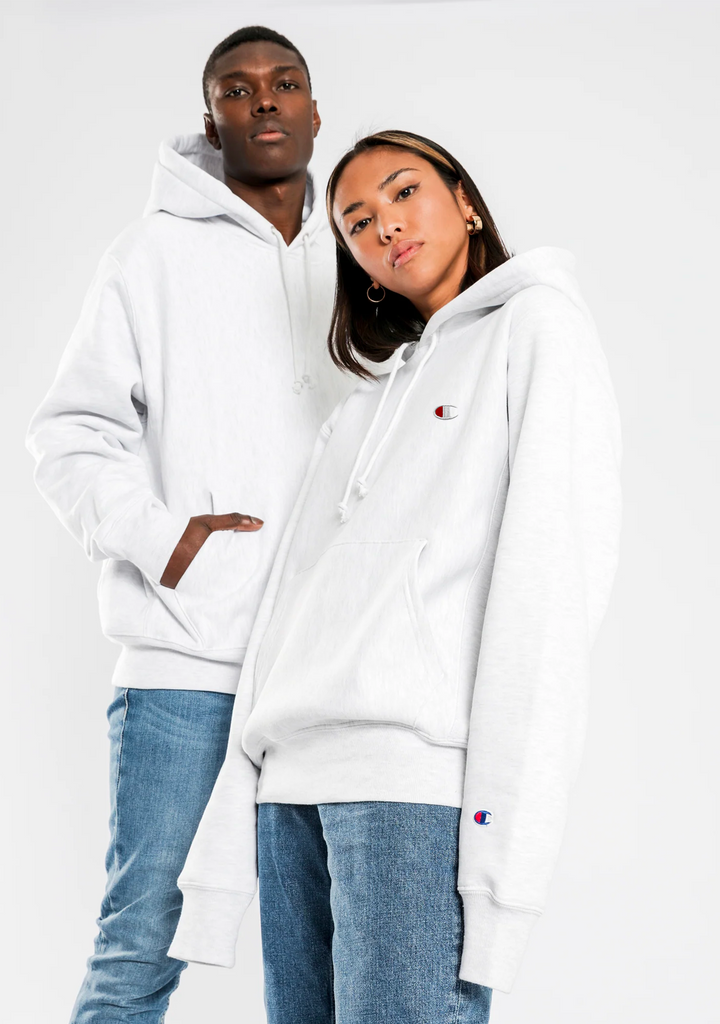 Champion Women's Reverse Weave Small Logo Hoodie Silver Grey