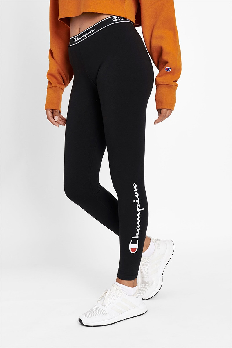 Champion Womens Script Logo Tights Black CULXN BLK Jim Kidd Sports