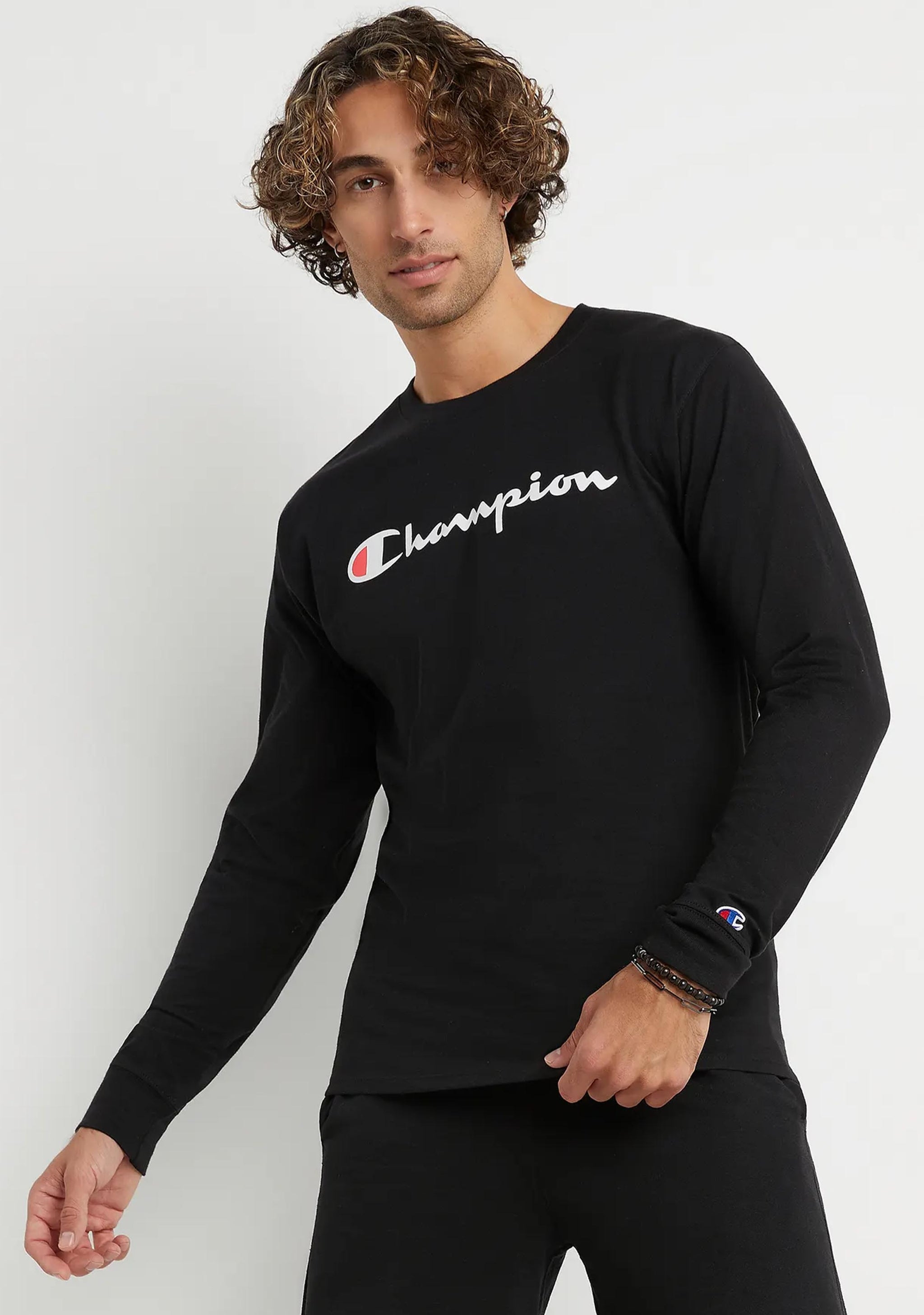 Champion Mens Script Long Sleeve Tee Black – Jim Kidd Sports