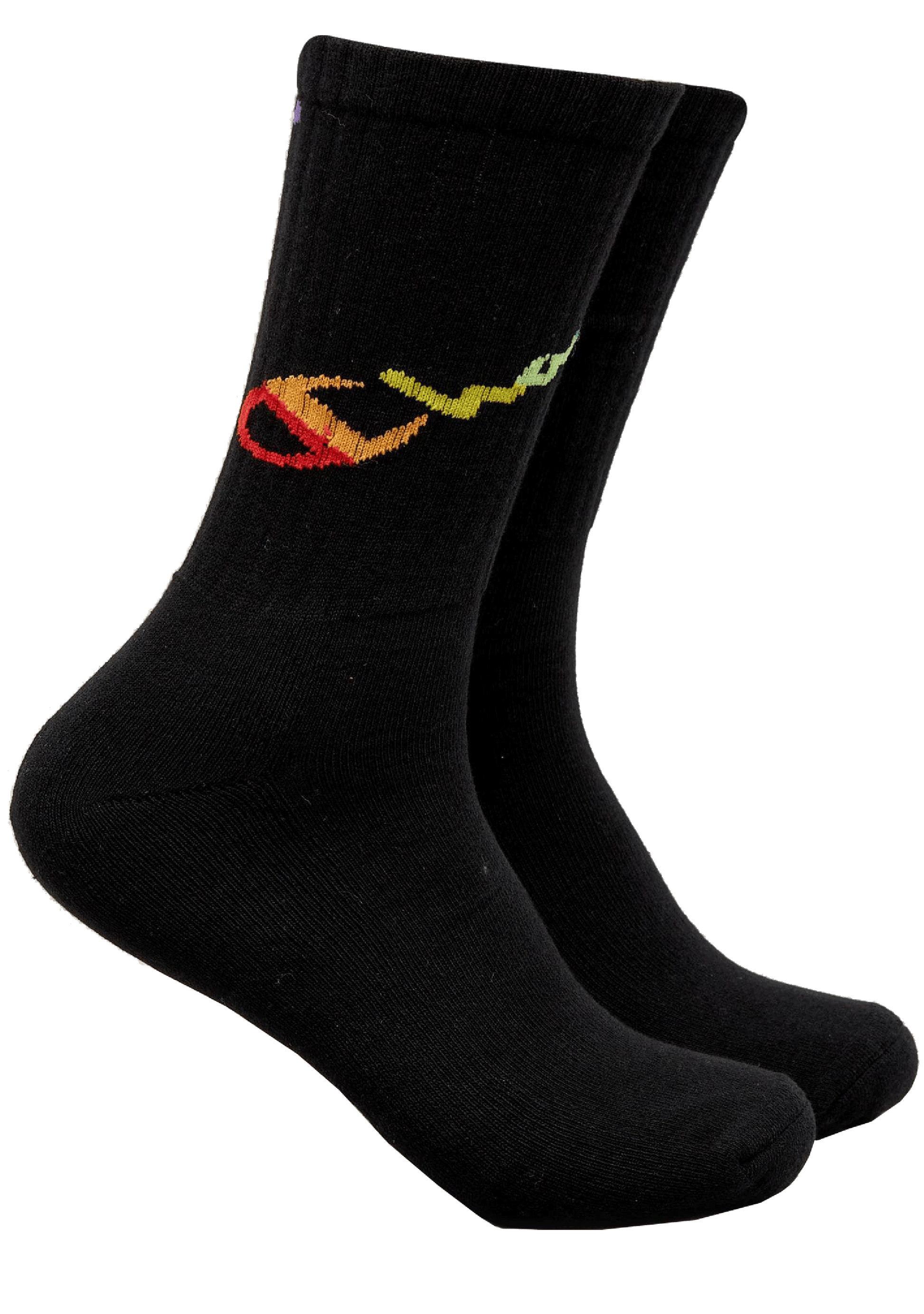 Champion C Logo Pride Crew Socks 2Pack BLK/WIT <br> SXMA2N BLACK