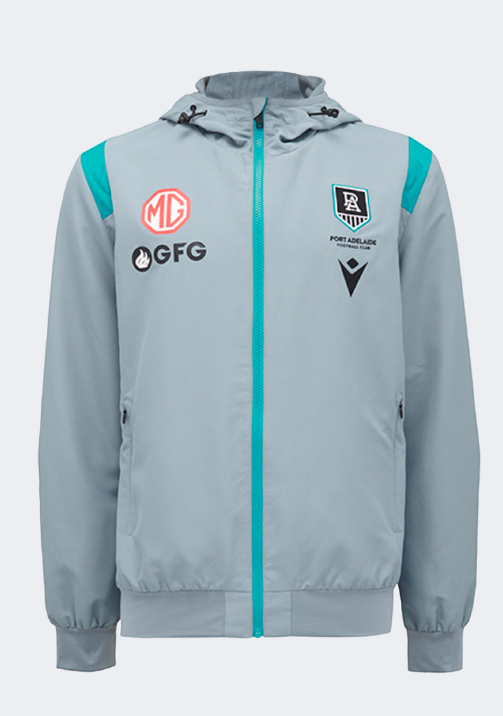 Macron Port Adelaide M21 Men's Travel Full Zip Micro Hooded Sweatshirt