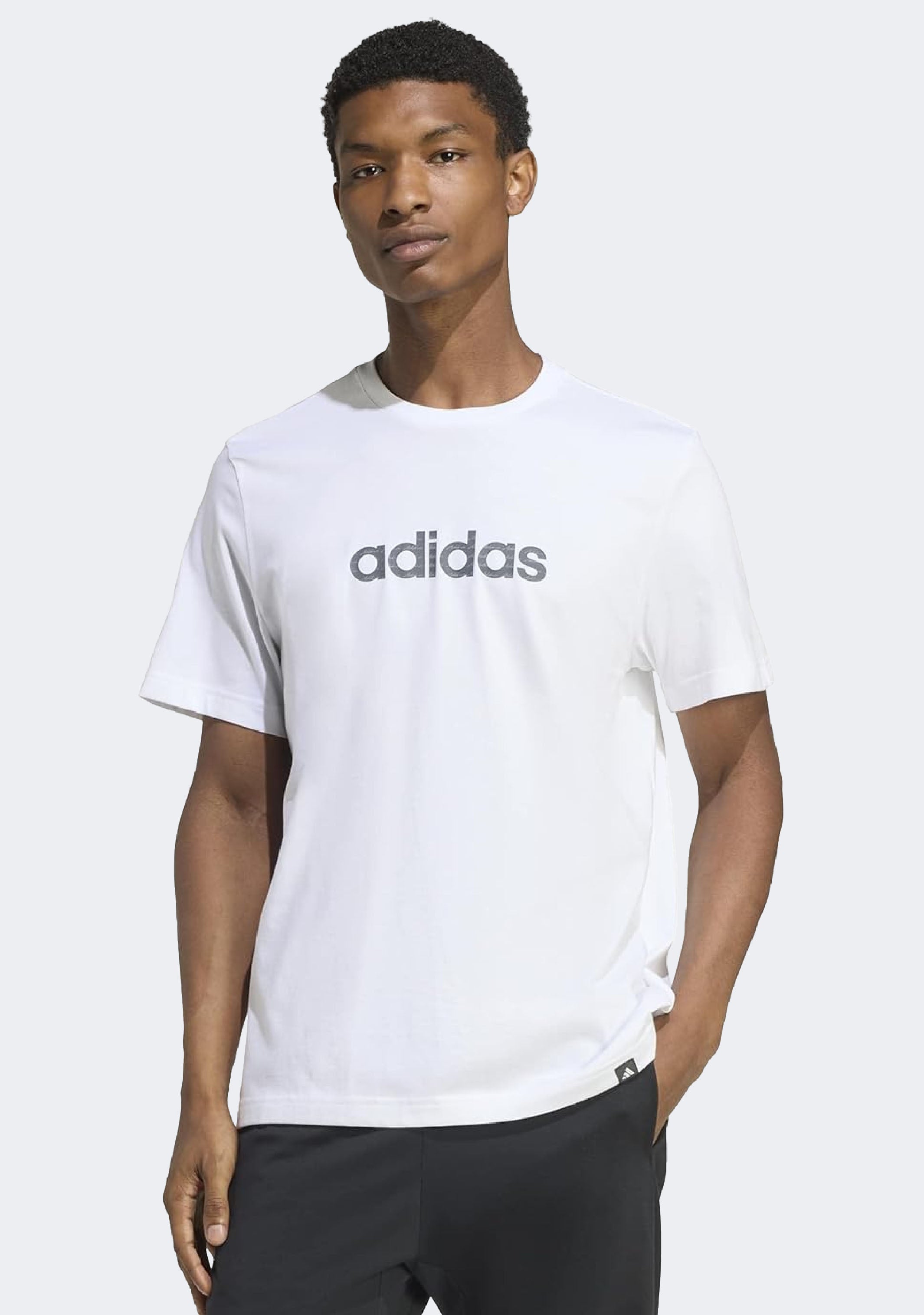 Adidas Men's Essentials Big Linear Jersey Knit T-Shirt White/Black