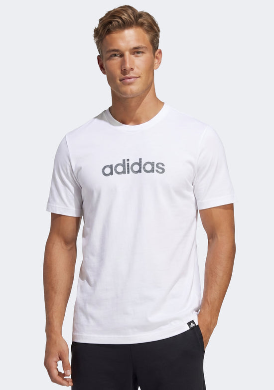 Adidas Men's Essentials Big Linear Jersey Knit T-Shirt White/Black
