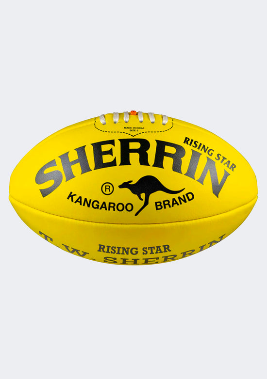 Sherrin KB Rising Star Leather Football - Yellow