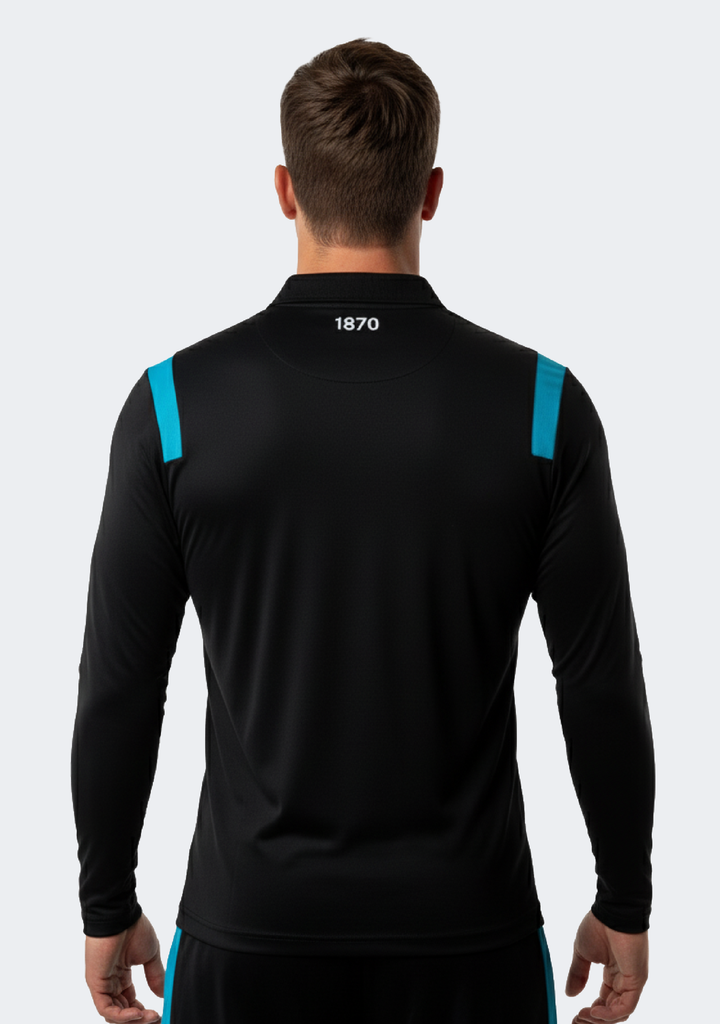 Macron Men's Port Adelaide M21 Travel Poly Polo L/S