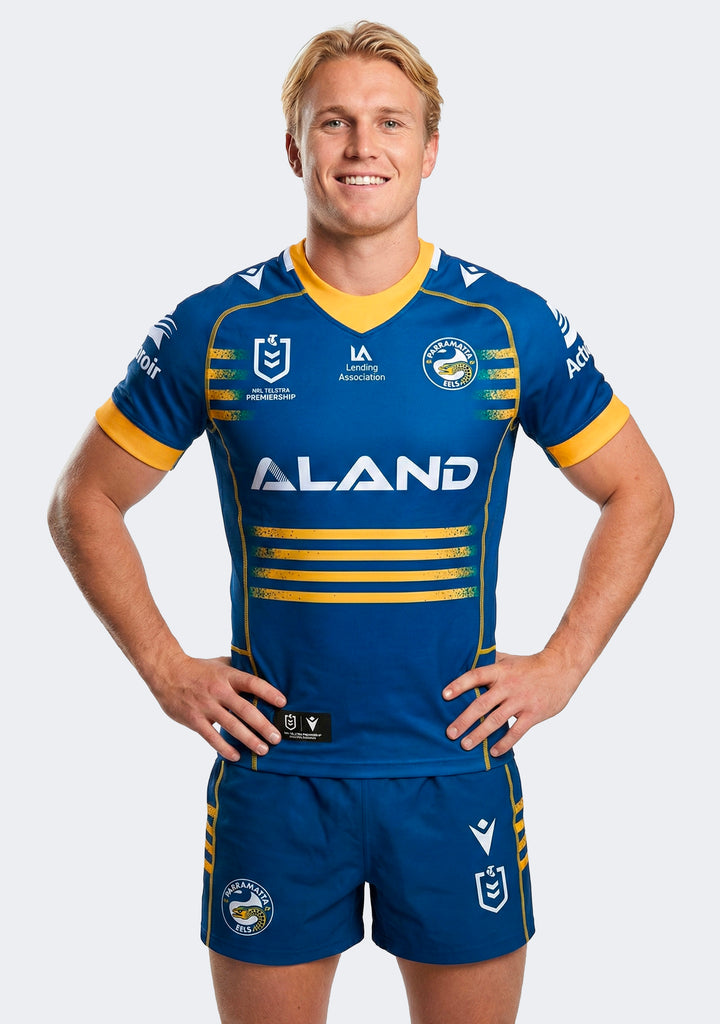 Macron Men's Parramatta Eels M23 Authentic Home Body Fit Shirt