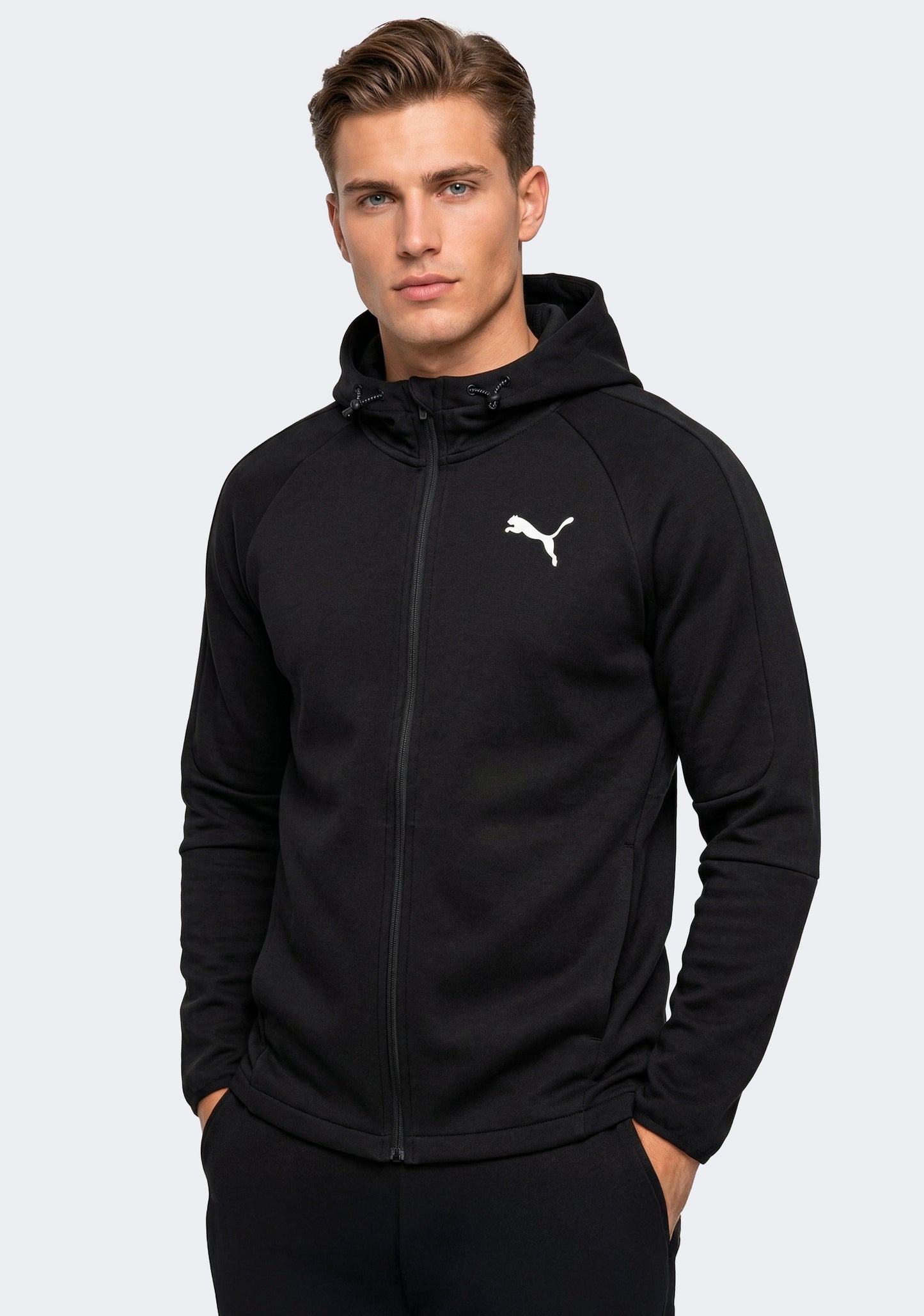 Puma Men's EVO Stripe Core Full Zip Hoodie Black