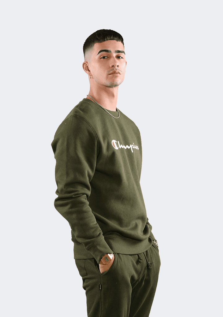 Champion Men’s Script Crew Forrest Green