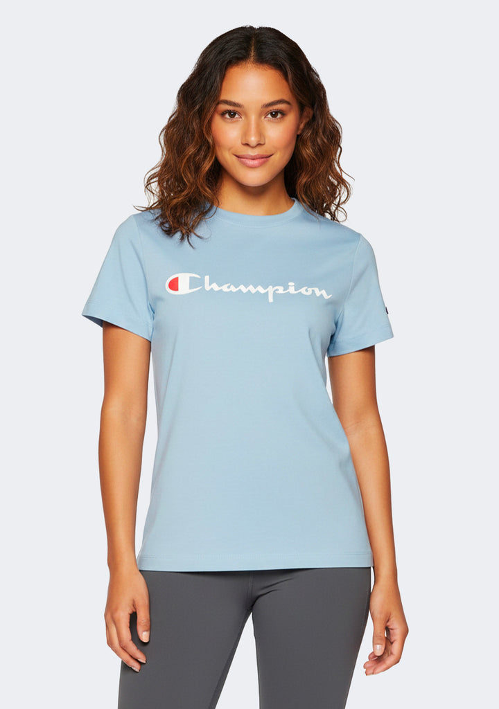 Champion Women's Script Short Sleeve Tee Blue