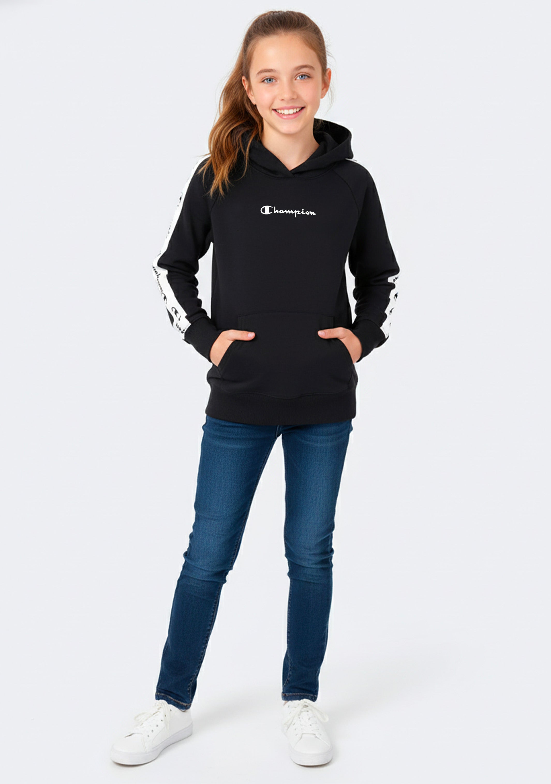 Champion Girls' EU Sport Tape Hoodie