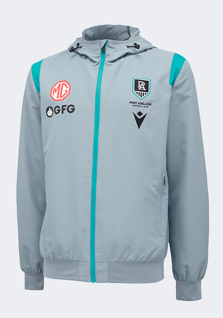 Macron Port Adelaide M21 Men's Travel Full Zip Micro Hooded Sweatshirt