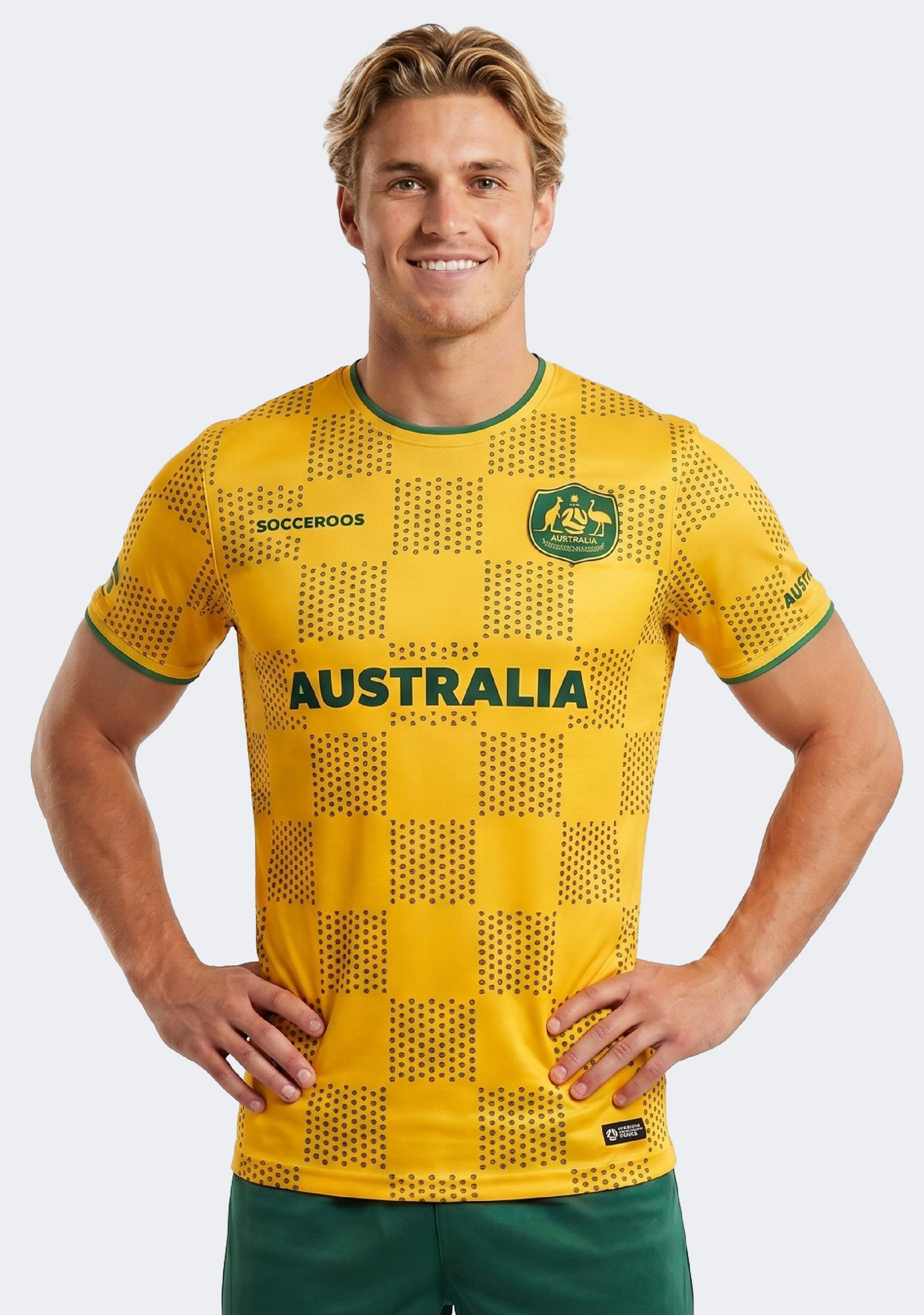Football Australia Tidwell Socceroos Gold Grid Supporter Tee