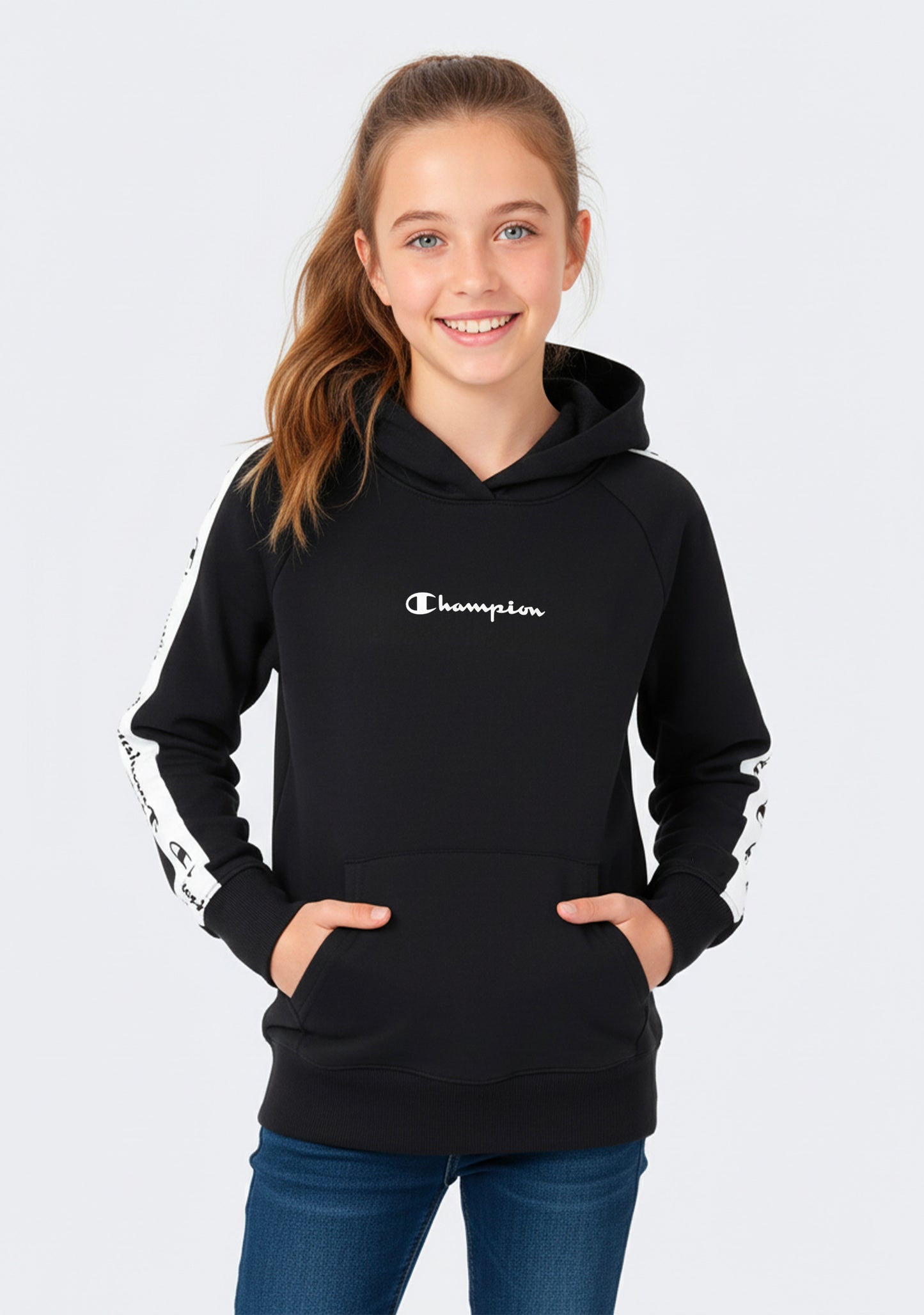 Champion Girls' EU Sport Tape Hoodie