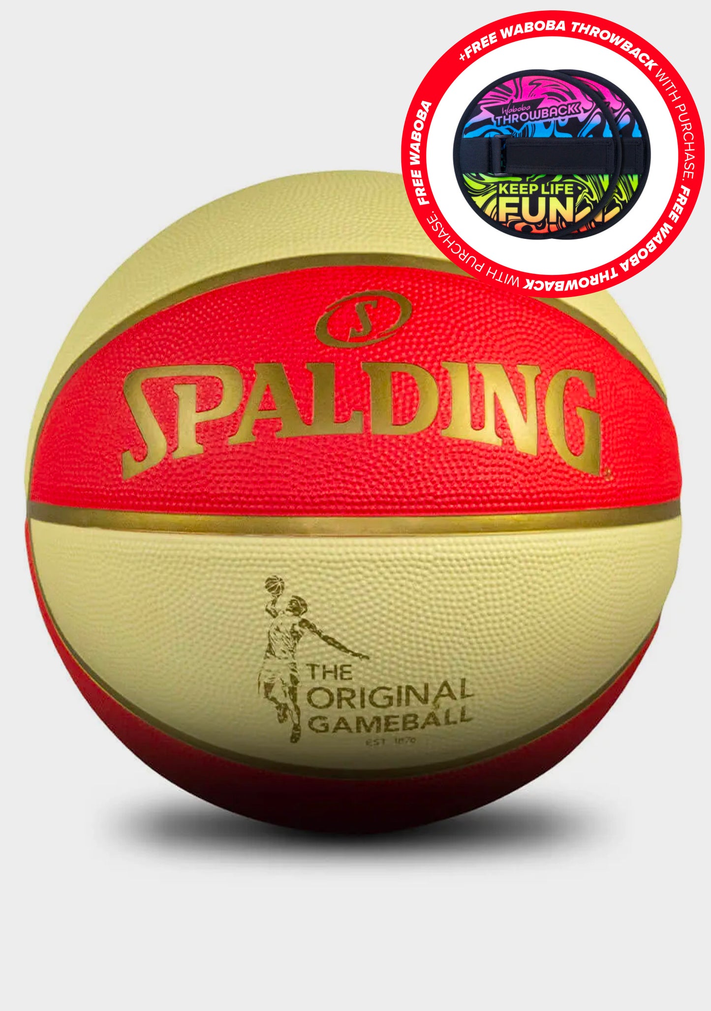 Spalding Original Game Ball With FREE Waboba Throwback Velcro Catch Set
