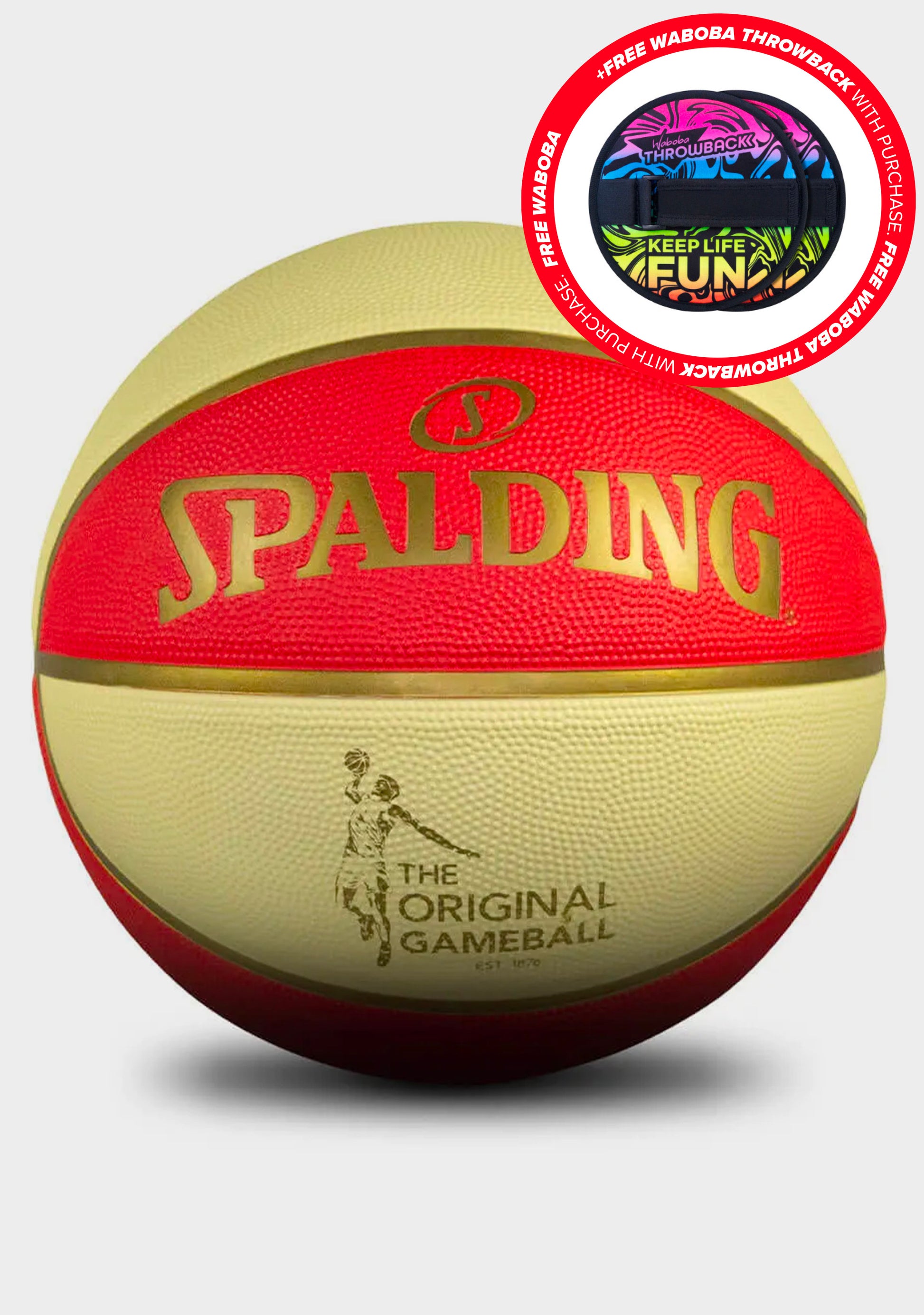 Spalding Original Game Ball With FREE Waboba Throwback Velcro Catch Set