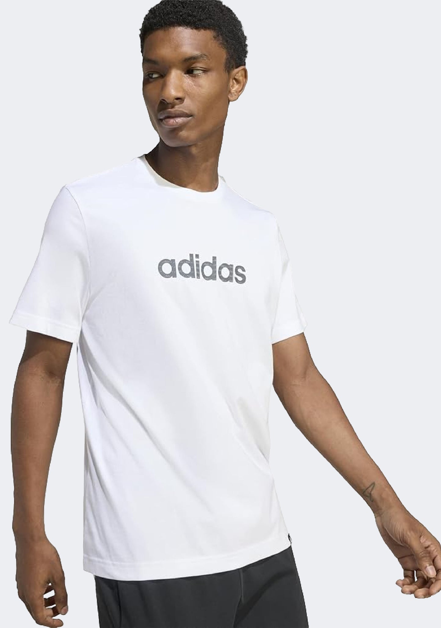 Adidas Men's Essentials Big Linear Jersey Knit T-Shirt White/Black