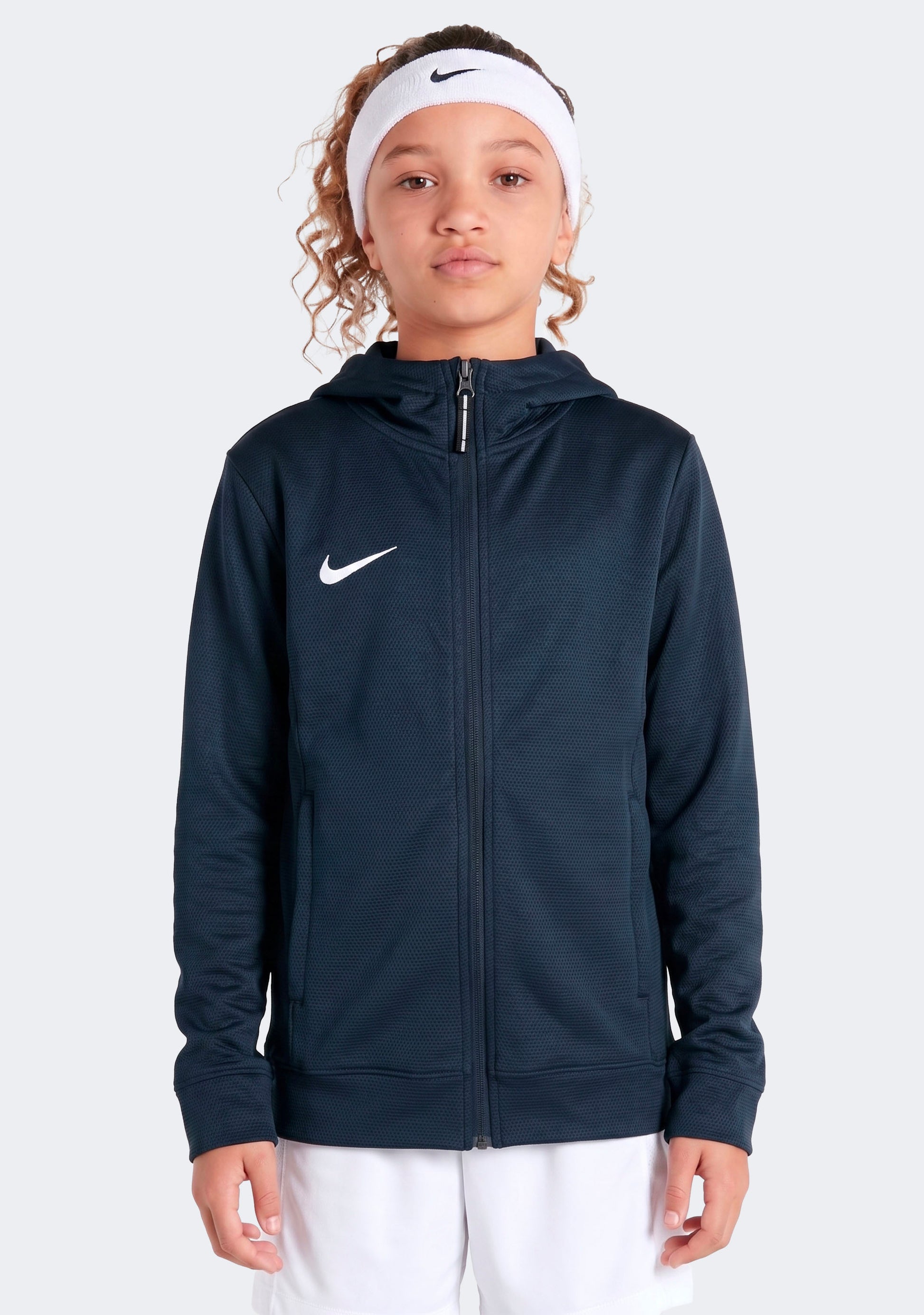 Nike Kids' Team Basketball Full Zip Stock Hoodie Navy