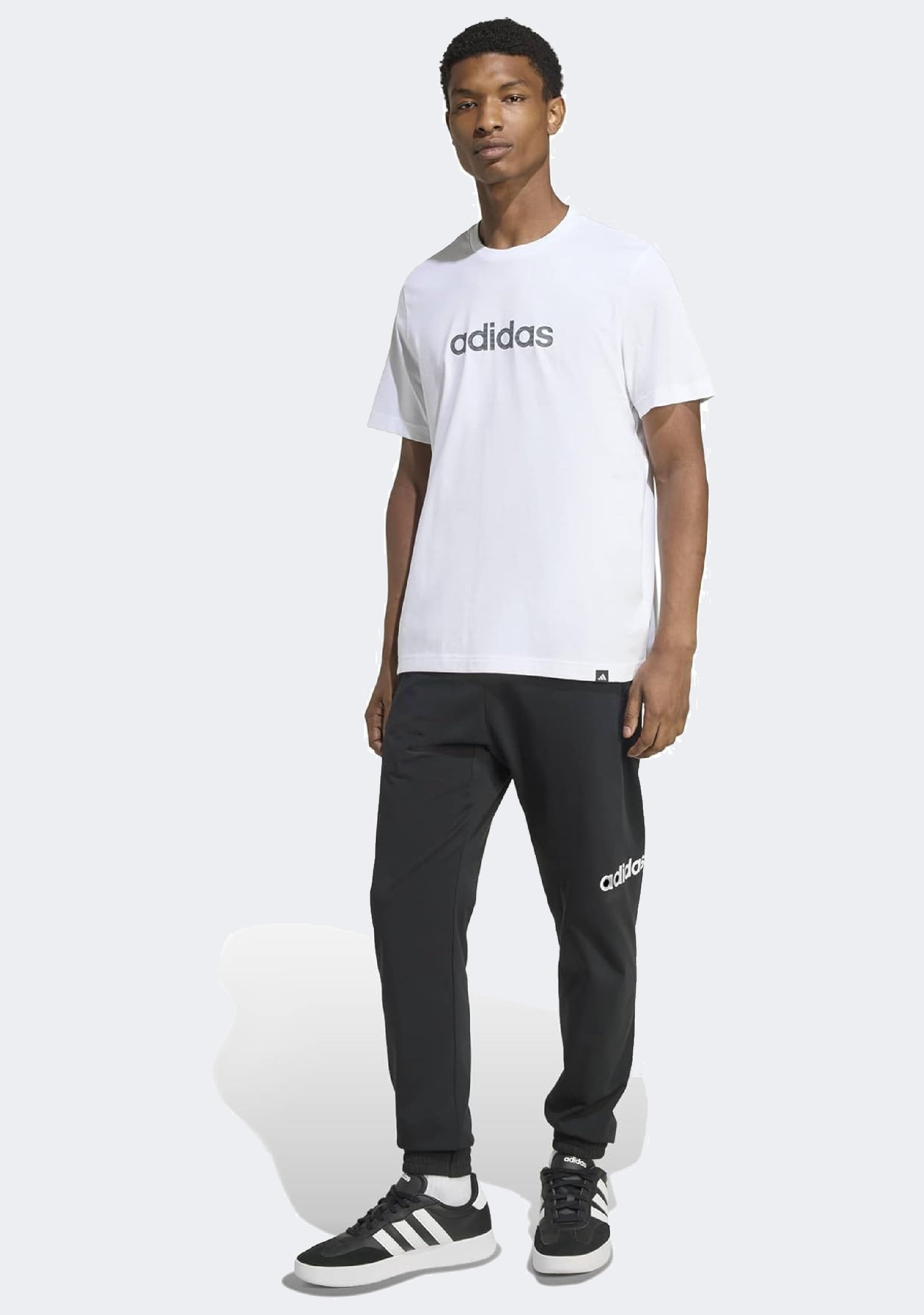 Adidas Men's Essentials Big Linear Jersey Knit T-Shirt White/Black