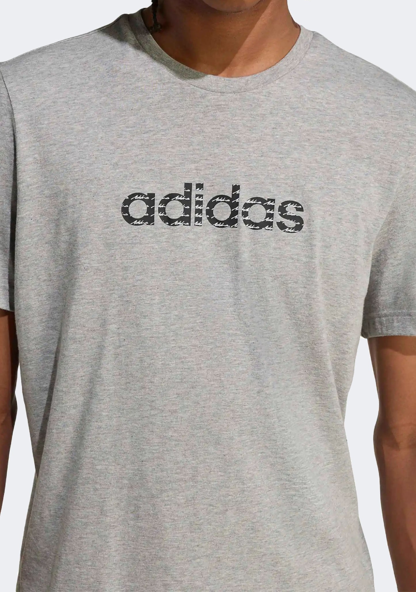 Adidas Men's Essentials Big Linear Jersey Knit T-Shirt Grey