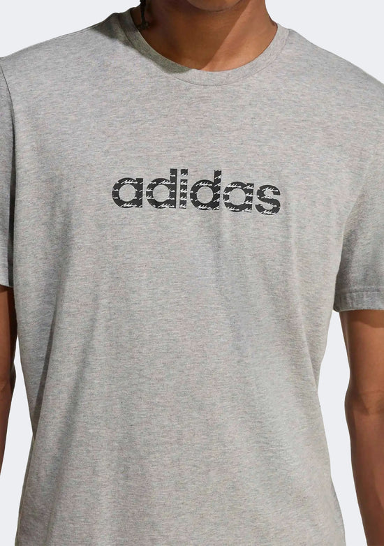 Adidas Men's Essentials Big Linear Jersey Knit T-Shirt Grey